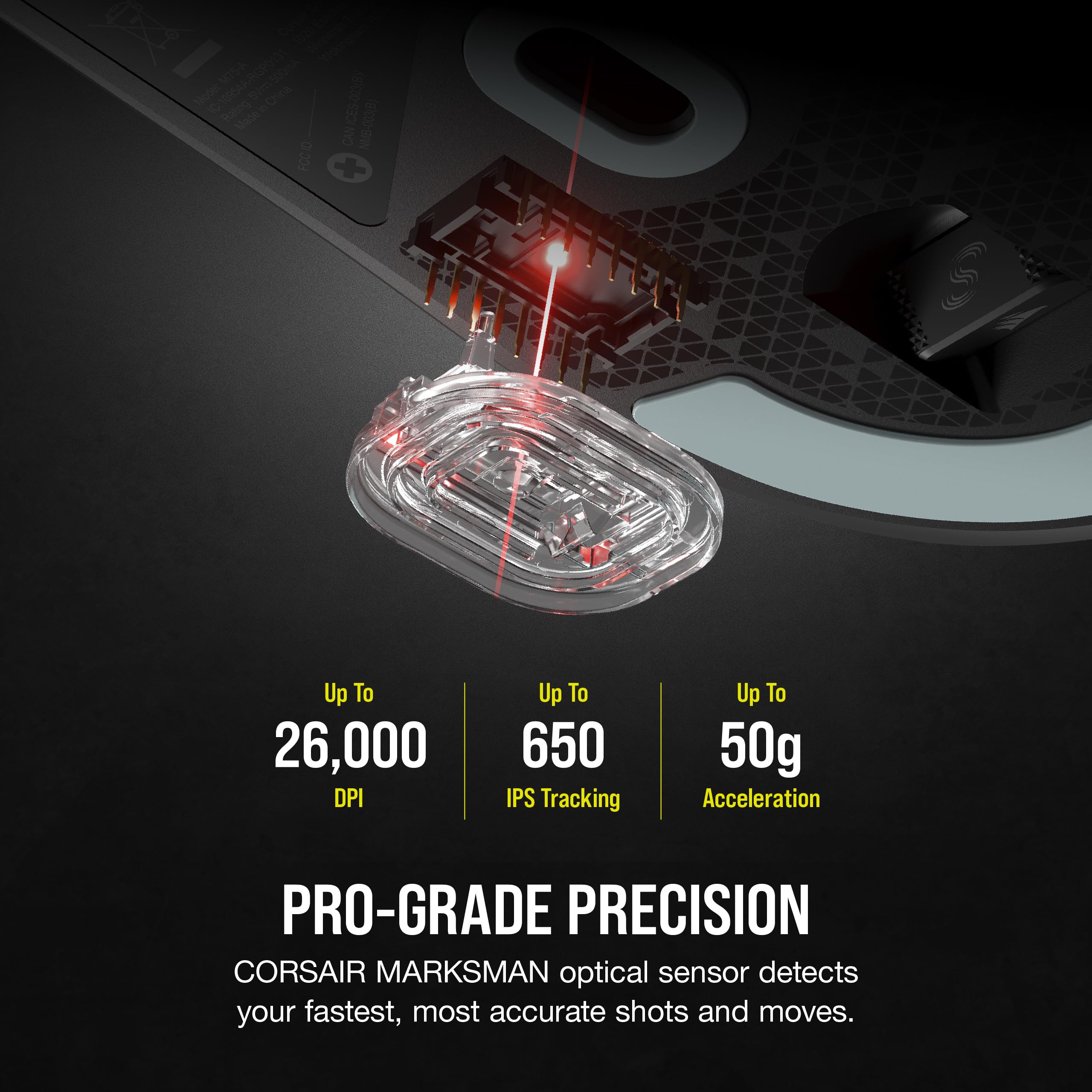 CORSAIR M75 AIR Wireless Ultra Lightweight Gaming Mouse - 26K DPI Optical Sensor, 100Hr Battery Life, Dual 2.4GHz & Bluetooth Connectivity, iCUE Software Compatible - Black RGB Gaming Mouse for PC, Mac, Esports & FPS Gaming