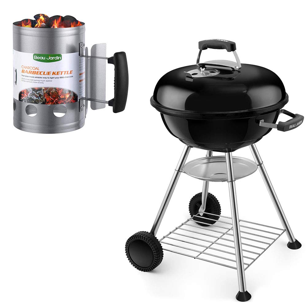 18 Inch Charcoal Grill with Heavy Duty BBQ Charcoal Chimney Starter (11