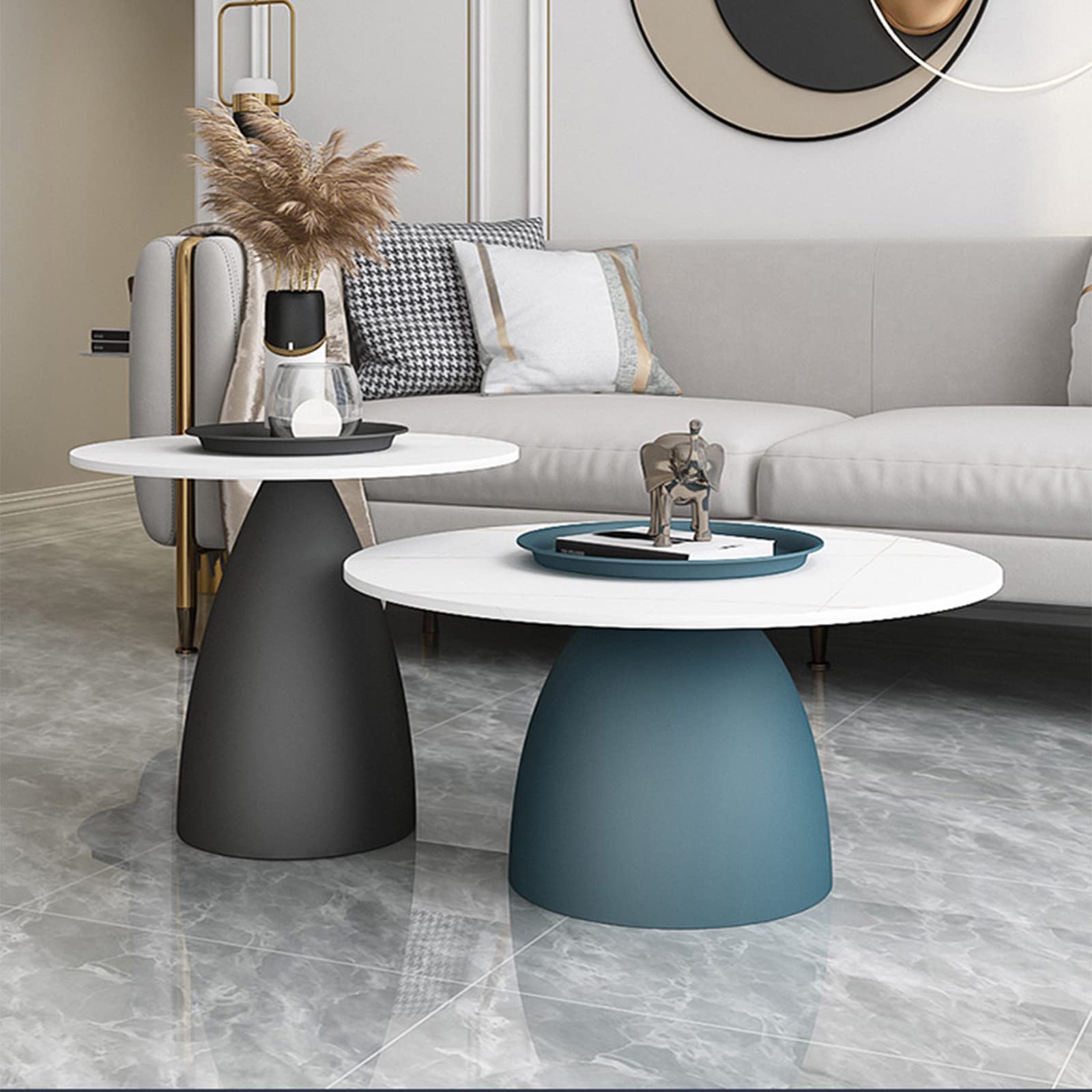 Modern Faux Marble Top End Table & Side Table Set - Stylish Coffee Table for Living Room, Bedroom, or Dining Room - Perfect Sofa Center Table for Home Decor & Entertaining