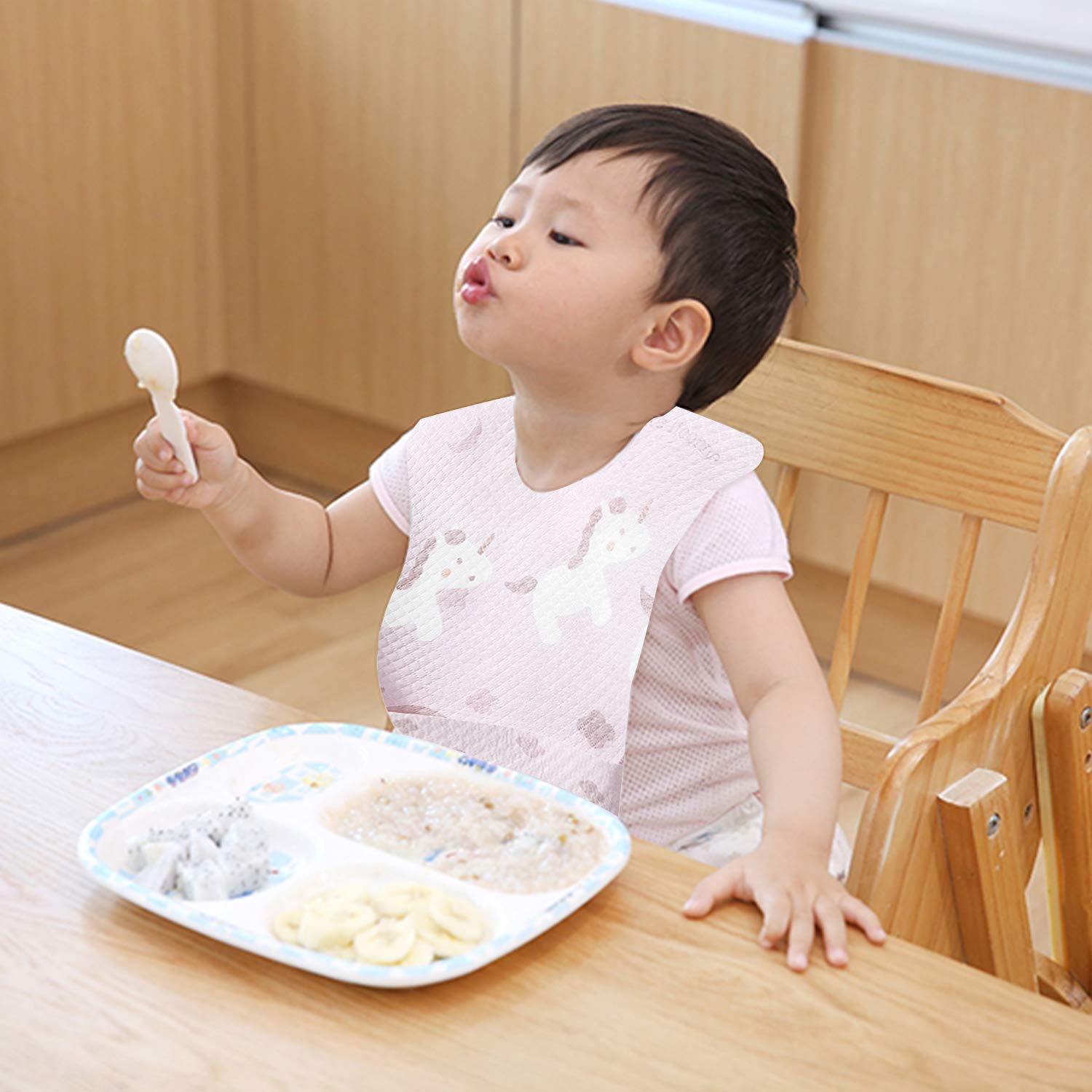 Soft Leakproof Disposable Baby Bibs for Toddlers & Infants - 60PCS Unicorn Design - Perfect for Feeding, Traveling, and Messy Meals