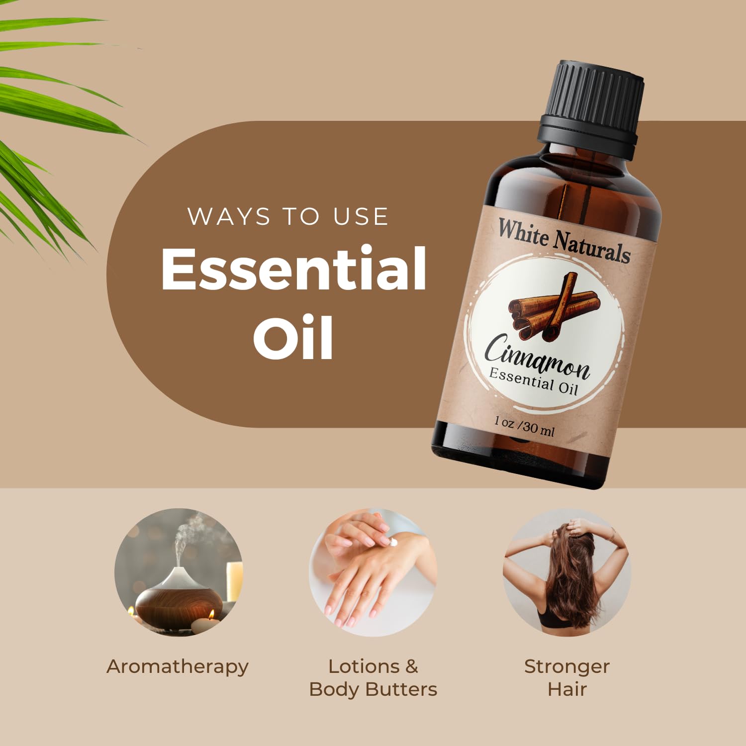 100% Pure Organic Cinnamon Essential Oil for Aromatherapy - Steam Distilled Therapeutic Grade Oil for Diffusers, Humidifiers, DIY Soap & Candle Making - Promotes Relaxation, Hair & Skin Care - Perfect for Spa, Massage, Home Fragrance & Stress Relief