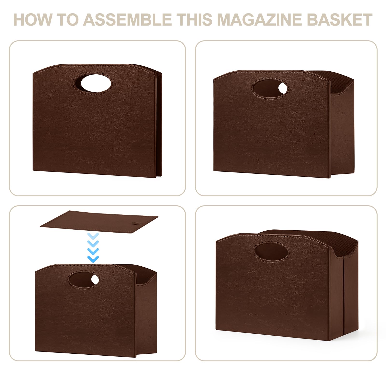 Foldable Floor Magazine Rack Organizer - Brown Storage Bin for Newspapers, Documents & Files - Perfect for Home, Office & Living Room Organization