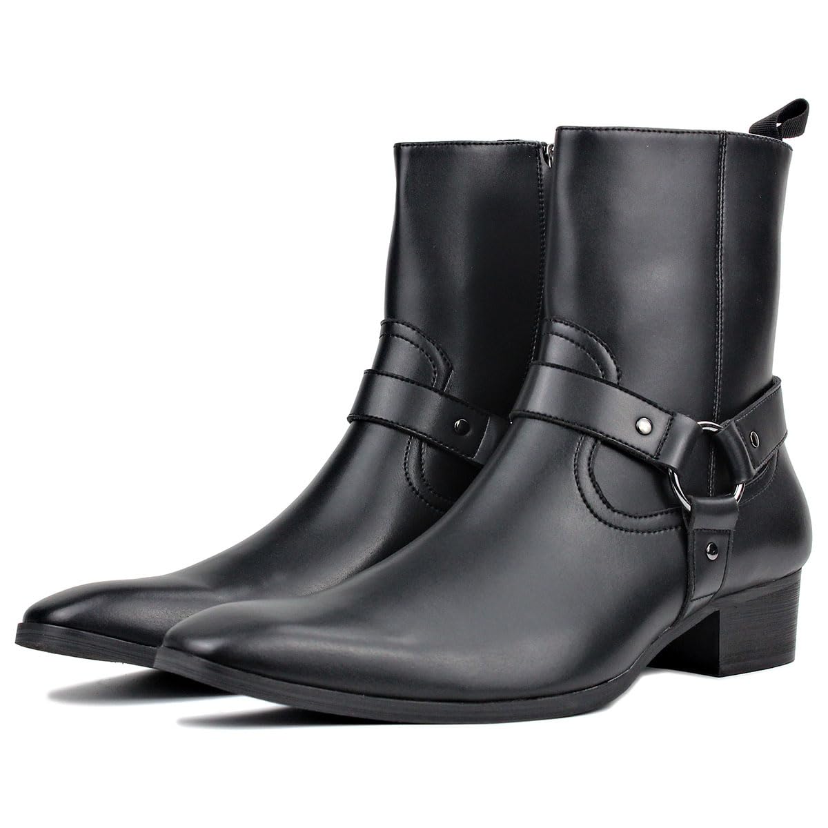 Men's Casual Chelsea Combat Ankle Boots - Waterproof Motorcycle Riding & Walking Shoes for Outdoor, Work & Daily Wear - Black