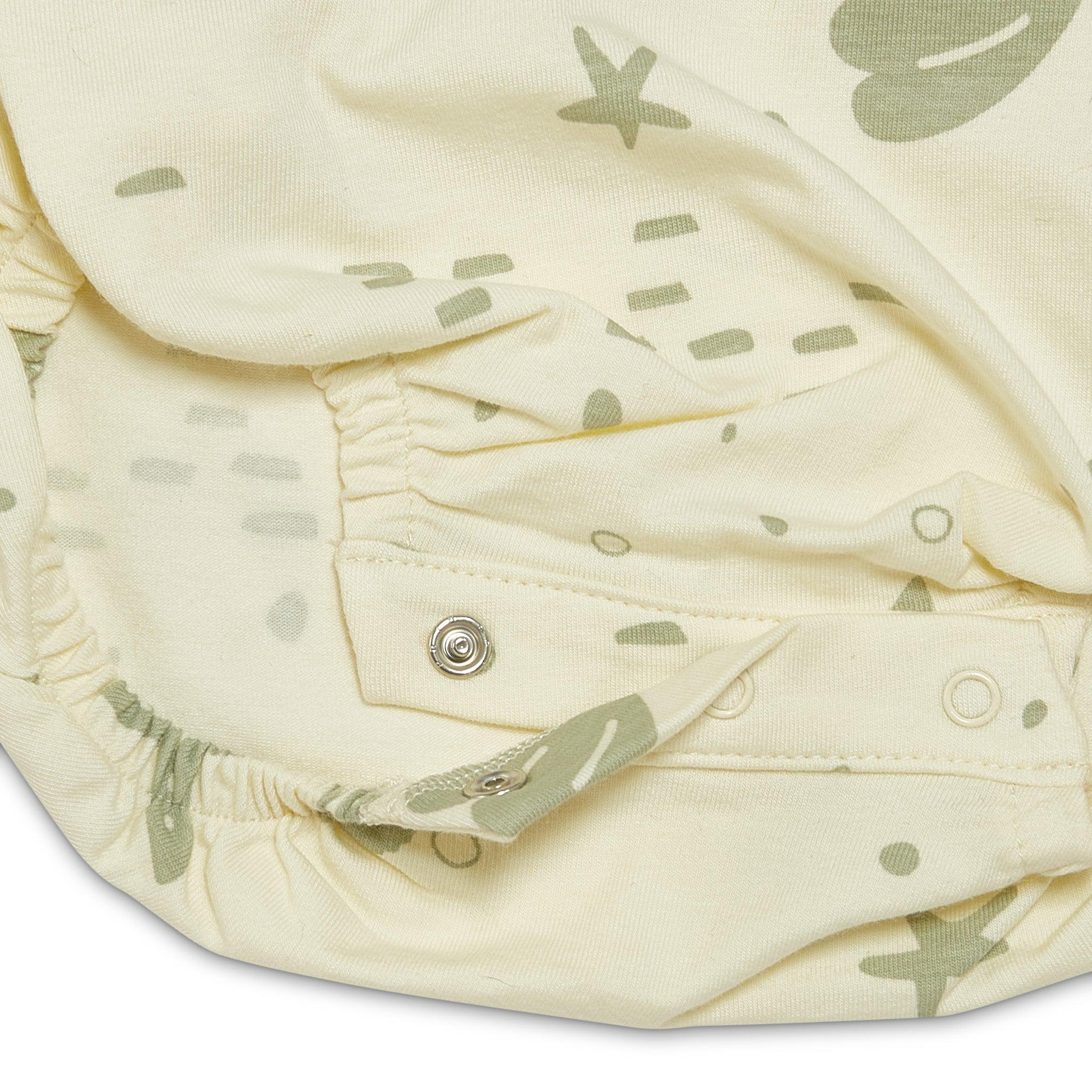 Organic Flutter Sleeve Button Romper for Baby Girls - Soft Cotton Sugar Cookie Color - Perfect for Photoshoots, Playdates & Special Occasions