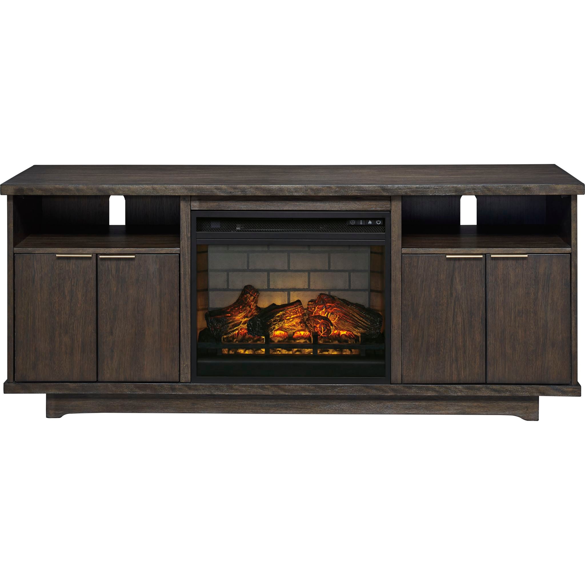 Brazburn TV Stand with Fireplace - Dark Brown Wood Entertainment Center for Living Room, Bedroom & Home Theater