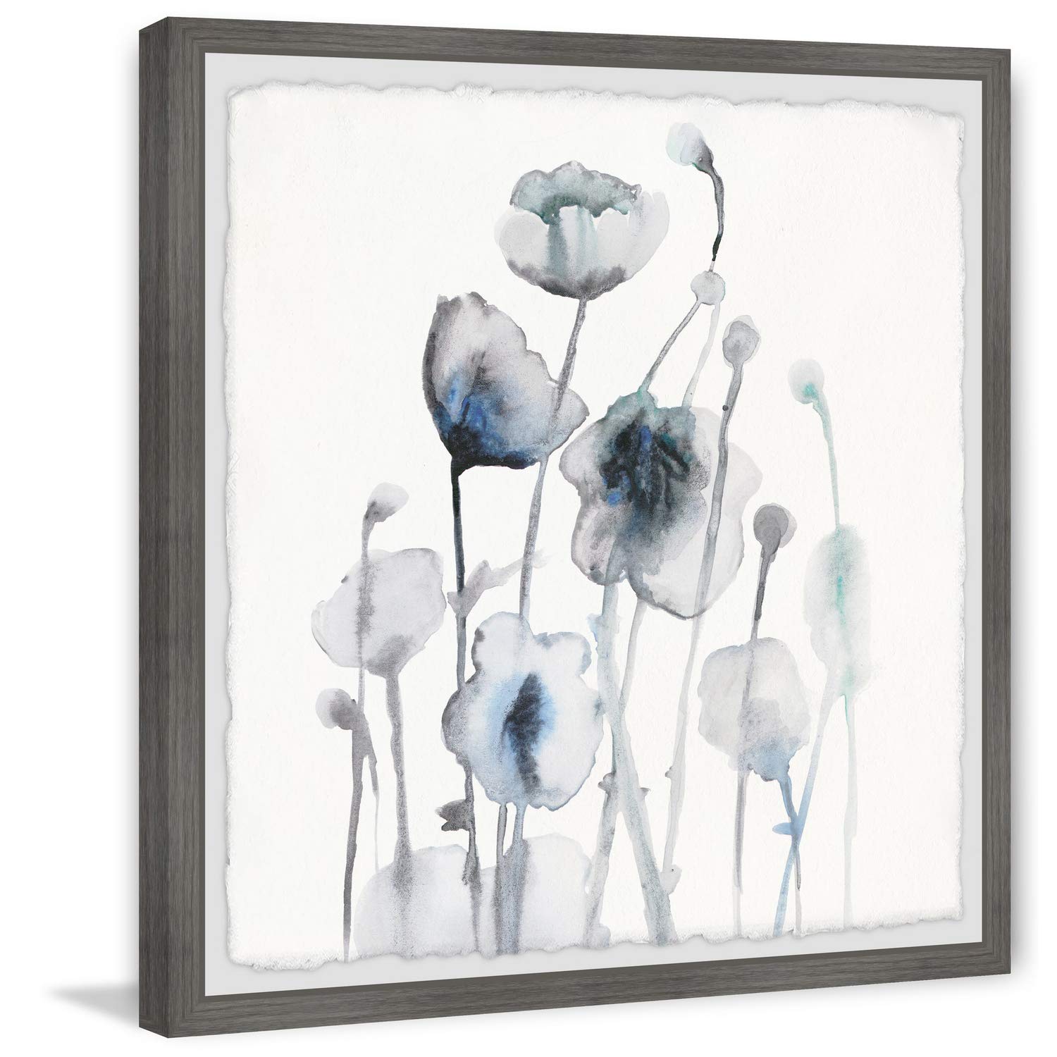 White Blooms II Framed Wall Art Print - 18x18 Inch Floral Canvas Painting for Home & Office Decor - Perfect for Living Room, Bedroom & Office Wall Decor