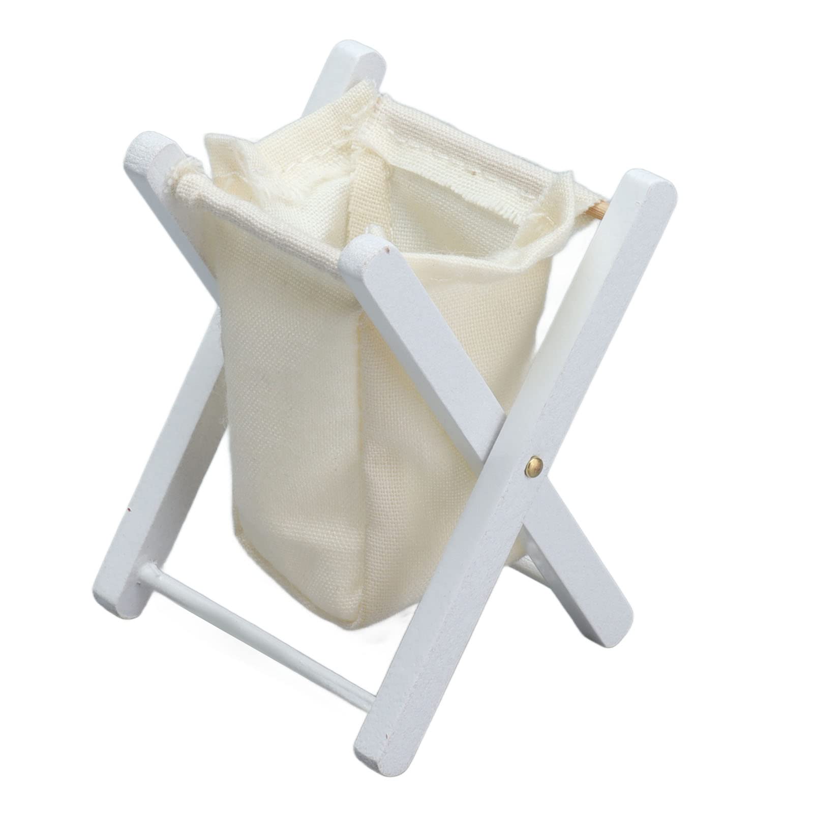 1:12 Miniature Dollhouse Laundry Basket - White Folding Clothes Basket for Doll House Accessories | Perfect for Dollhouse Scenes, Playroom Decor & Miniature Collectors