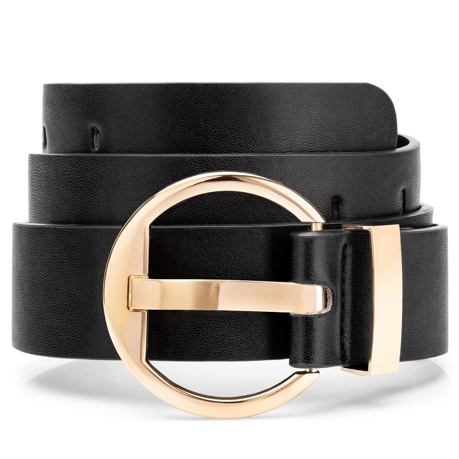 Stylish Women's Leather Belts with Gold Buckle - Fashion Waist Belts for Dresses & Jeans | Perfect for Office, Casual & Party Outfits