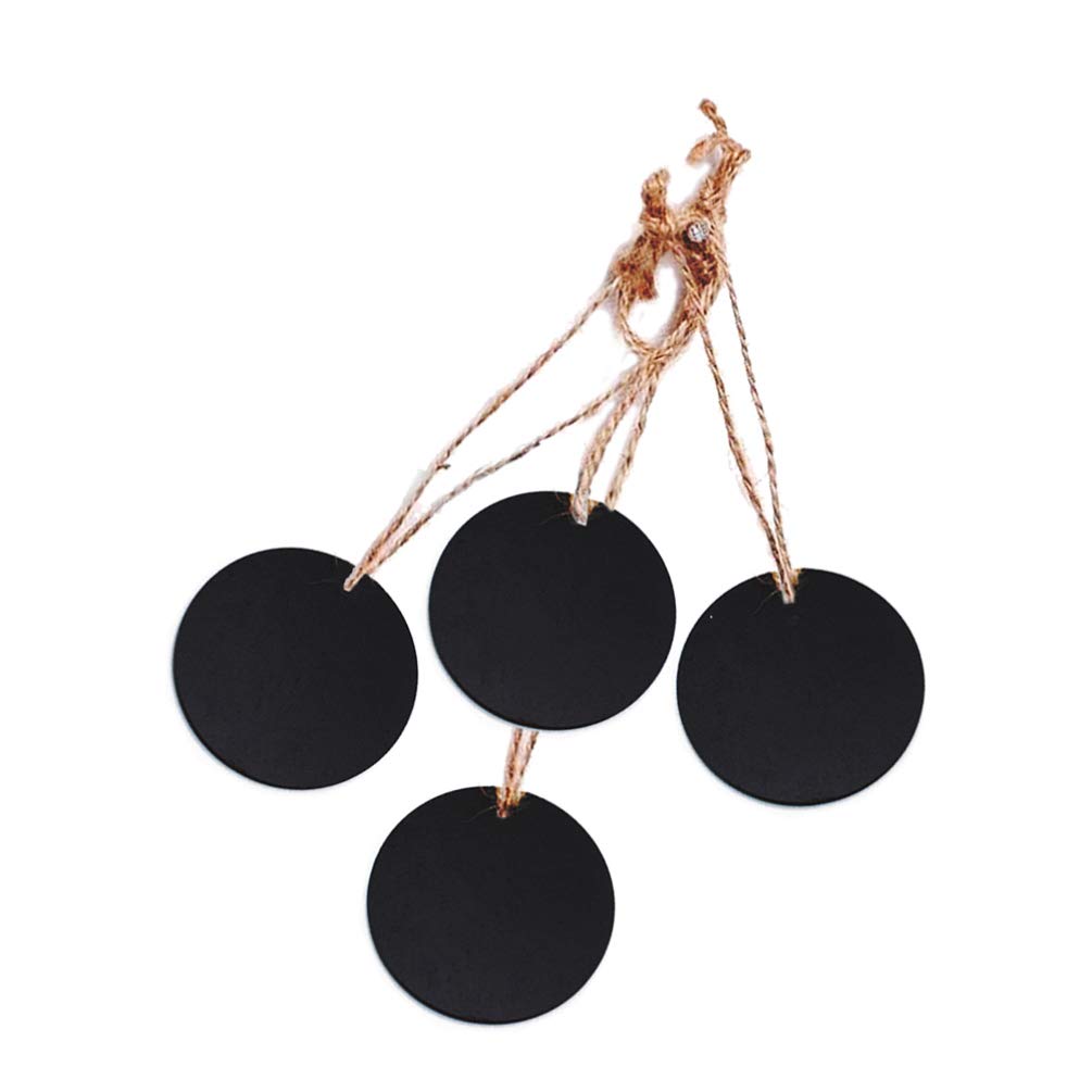 EXCEART 10Pcs Two-Sided Round Mini Hanging Chalkboard Signs - Message Board with Rope for Christmas, Wedding, Party Decor - Perfect for Home, Cafe, Classroom & Event Decorations