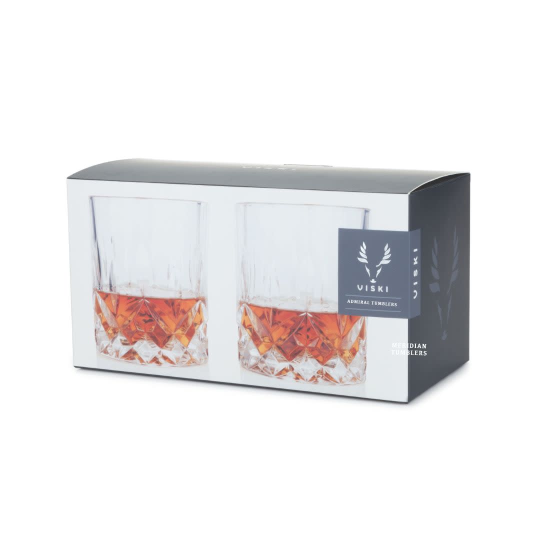 Premium Admiral Crystal Tumblers Set of 2 - 16oz Elegant Glass Drinking Cups for Wine, Cocktails & Iced Coffee - Perfect for Home Bar, Dinner Parties & Gifts
