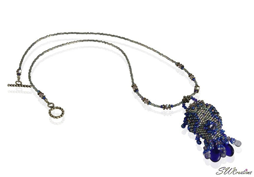 Kai Blue Beaded Fish Art Necklace - Handmade Bohemian Jewelry for Women - Perfect for Beach Vacations & Summer Outfits