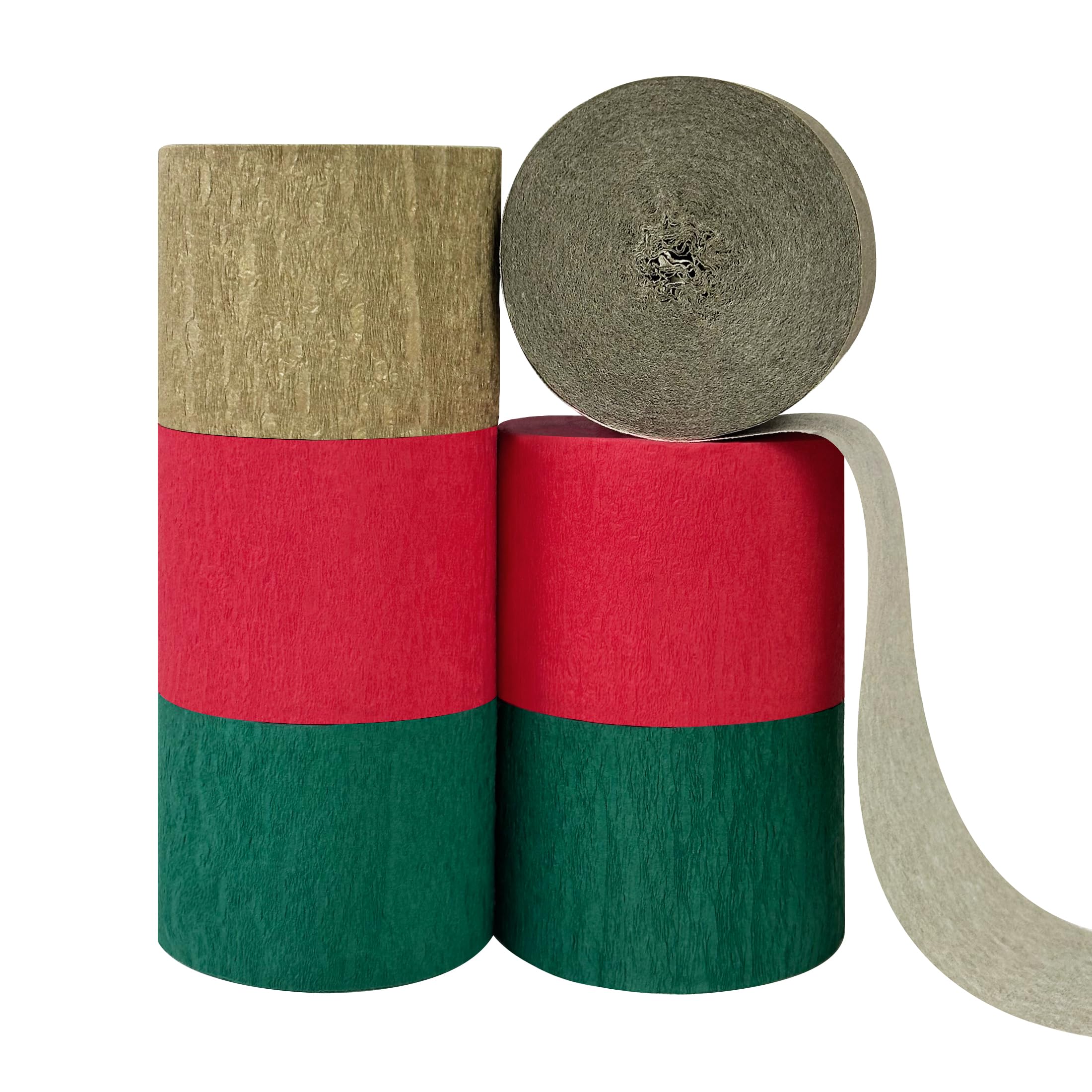 6 Rolls Christmas Crepe Paper Streamers - Red Green Gold Party Decorations for Christmas, Birthday, Baby Shower, Gender Reveal, Wedding & Graduation | DIY Crafts & Holiday Home Decoration