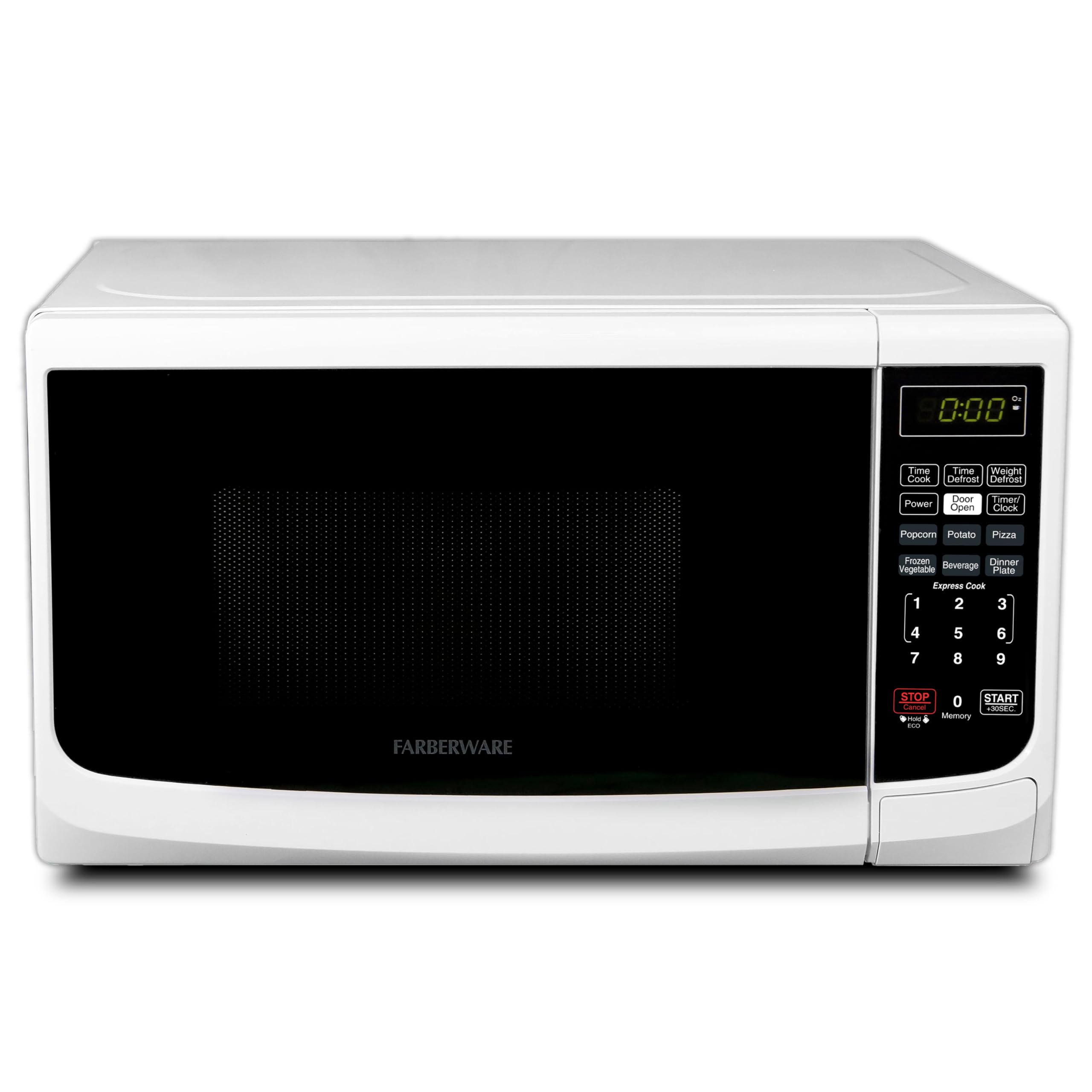 Farberware 0.7 Cu. Ft. 700W Countertop Microwave Oven with LED Lighting & Child Safety Lock - Easy Clean Grey Interior, Retro White Design - Perfect for Small Kitchens, Apartments, Dorms & Office Break Rooms
