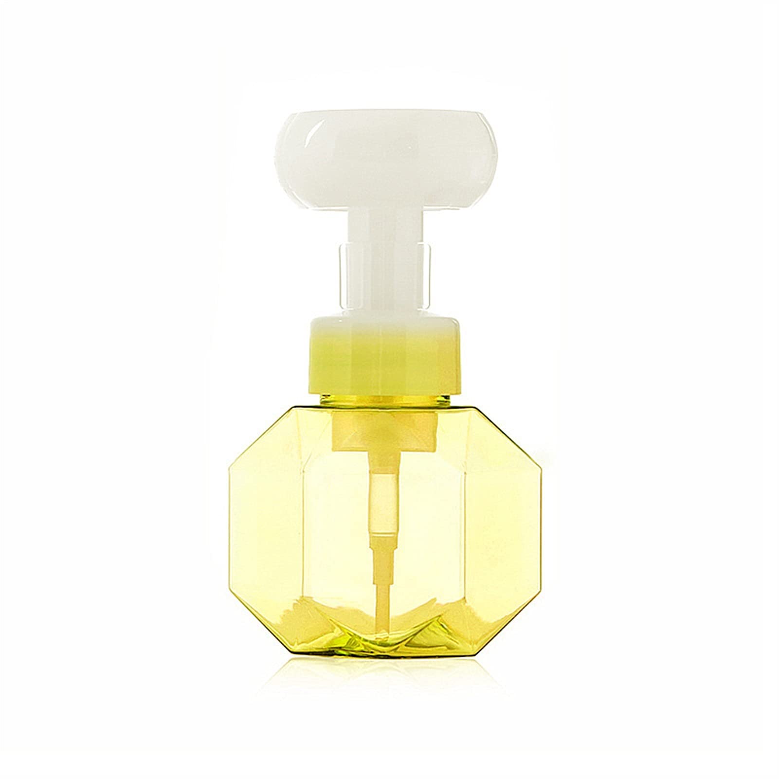 TOMYEUS 300ml Foaming Soap Dispenser - Flower Shape, Clear Plastic Empty Bottle for Liquid Hand Soap, Shower Gel & Bathroom Essentials (Yellow) | Perfect for Kitchen, Bathroom & Home Decor