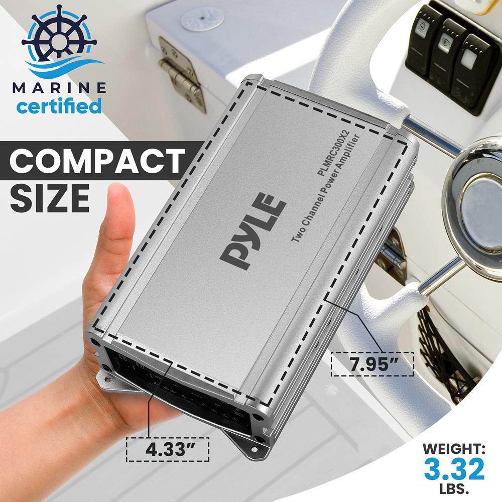 2 Channel Weatherproof Audio Amplifier - Outdoor & Indoor Use for Home Theater, Patio, and Garage Sound Systems