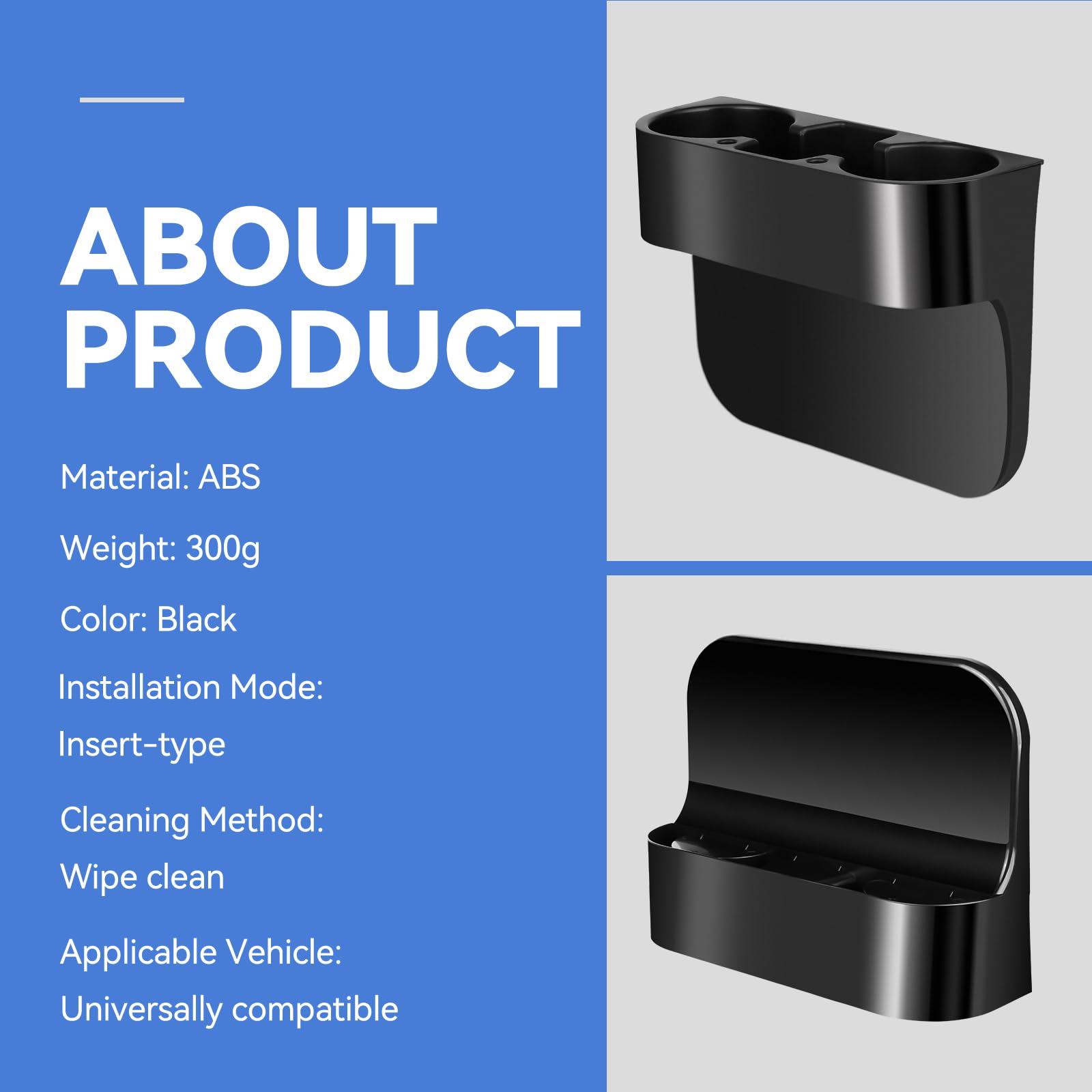 2PCS Black Car Seat Wedge Cup Holder - Seat Gap Filler Organizer with Coaster | Perfect for Car, Truck & SUV Storage Solutions