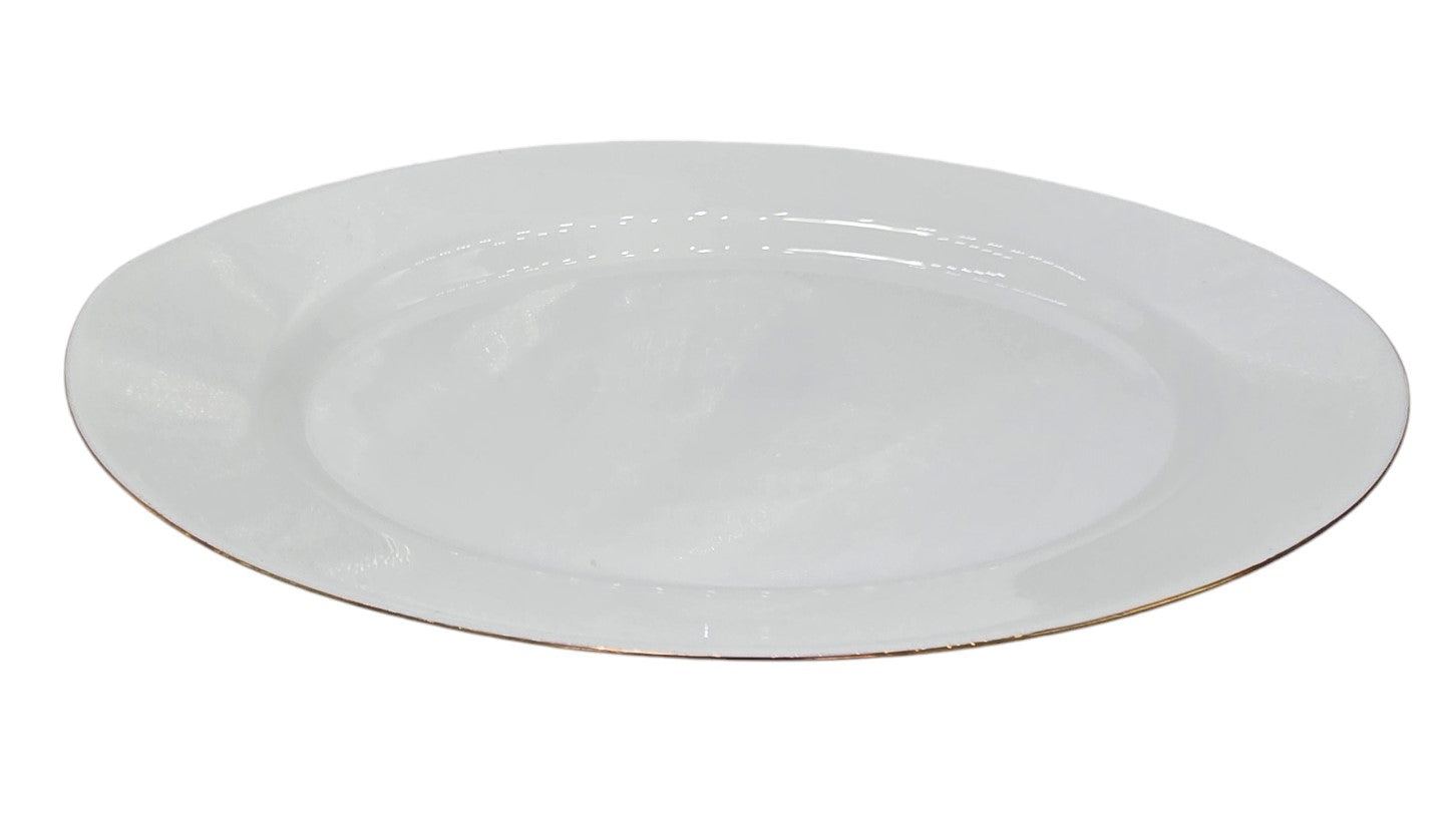 14x10 Inch Opal Platter with Gold Rim - Elegant Serving Tray for Parties, Weddings & Home Decor