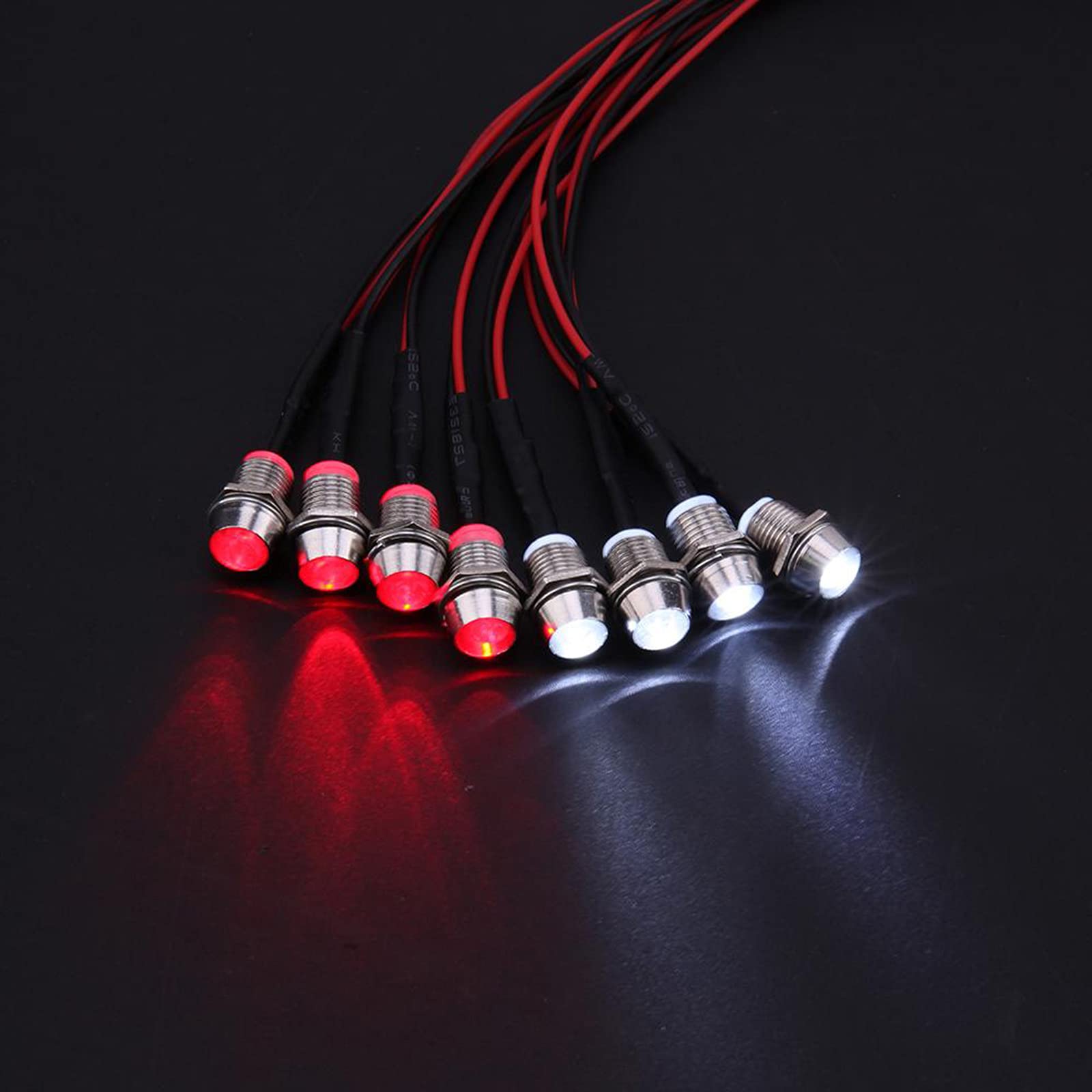 1/10 1/8 RC Car LED Light Kit - Waterproof Headlight & Taillight for SCX10 D90 TRX4 Crawler Trucks (Red & White) - Perfect for Night Driving & Off-Road Adventures
