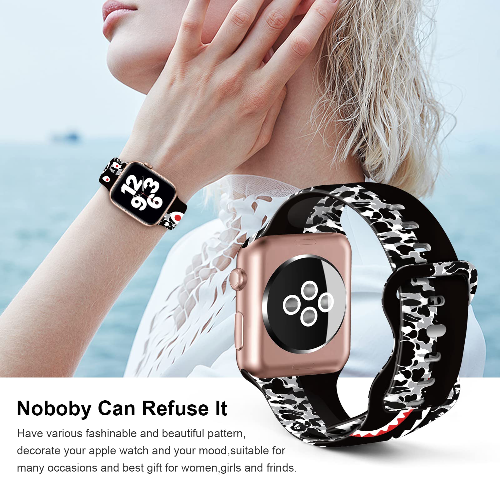 Soft Silicone Apple Watch Bands for Series SE/6/5/4/3/2/1 - 38mm 40mm 42mm 44mm Sport Replacement Strap for Men & Women - Perfect for Workouts, Running & Everyday Wear