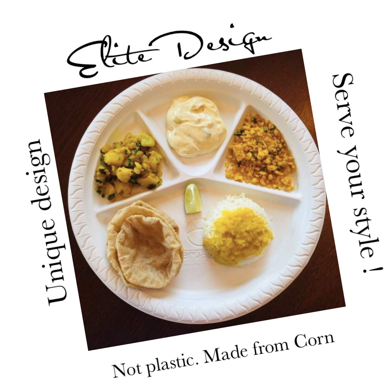 Eco-Friendly Disposable Namaste 50-Pack Party Dinner Plates - 12.5 Inch Large Platters, Microwave Safe & Heavy Duty for Weddings, BBQs, and Catering Events