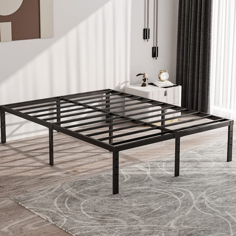 ZIYOO California King Bed Frame - 16 Inch Heavy Duty Steel Platform Bed with 3500lbs Capacity, Non-Slip Design, No Box Spring Needed, Easy Assembly, Noise-Free, Under Bed Storage Space (Black) - Perfect for Master Bedrooms, Guest Rooms, and Small Spaces with Limited Storage