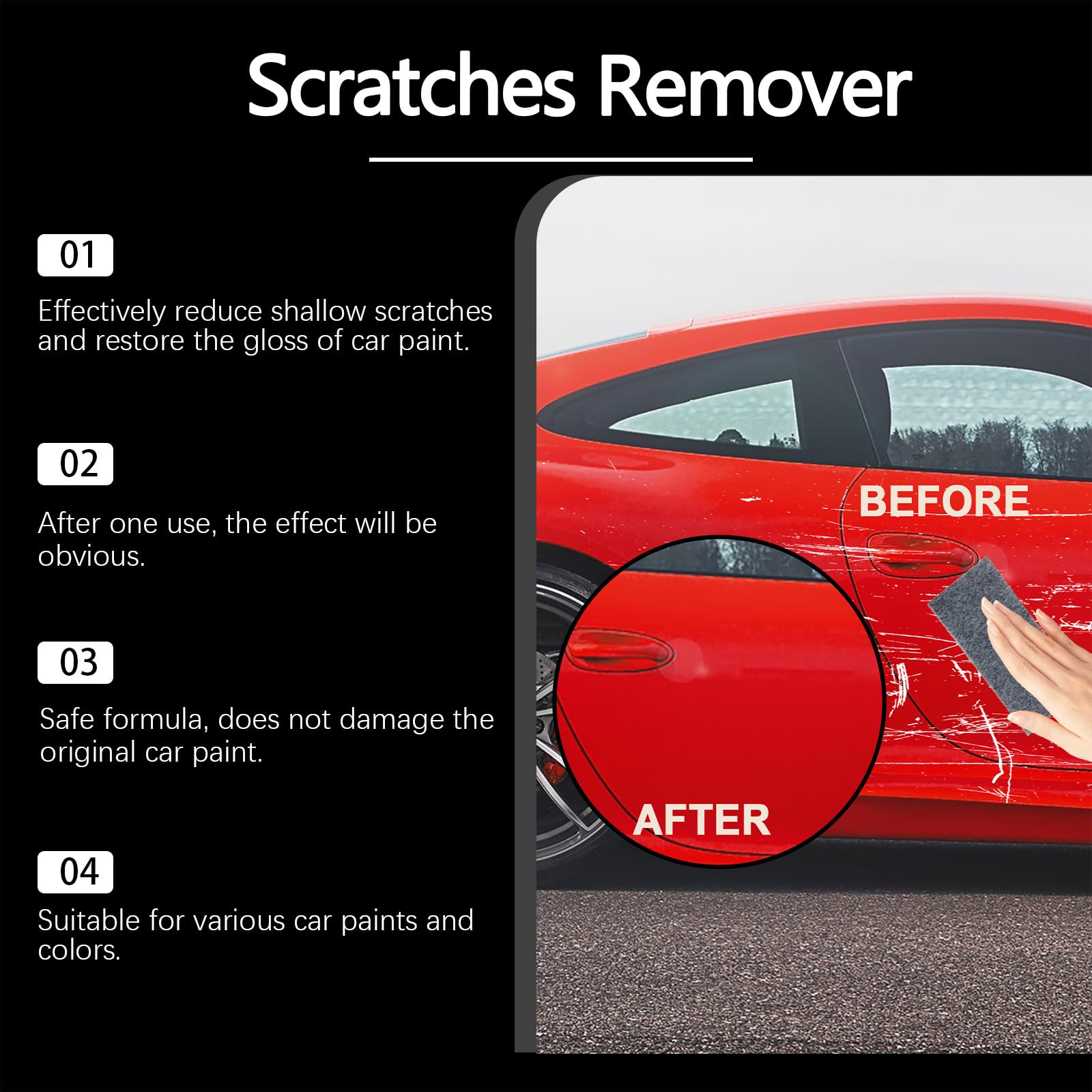 Nano Cloth Car Scratch Remover Kit - Professional Scratch Repair Wax & Microfiber Pads for Car Paint Restoration - Perfect for DIY Auto Detailing, Removing Swirl Marks & Light Scratches (1-Pack)