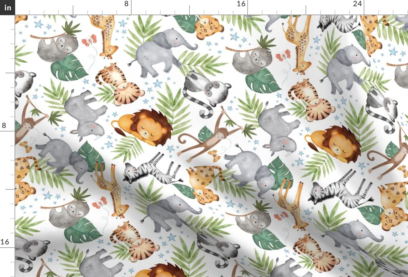 Premium Spoonflower Jungle Friends Safari Animal Print Minky Fabric by The Yard - White Nursery Fabric with Lion, Elephant & Giraffe Patterns - Perfect for Sewing Baby Blankets, Quilt Backing & Plush Toys (Ideal for Nursery Decor, DIY Baby Gifts & Soft Home Accessories)