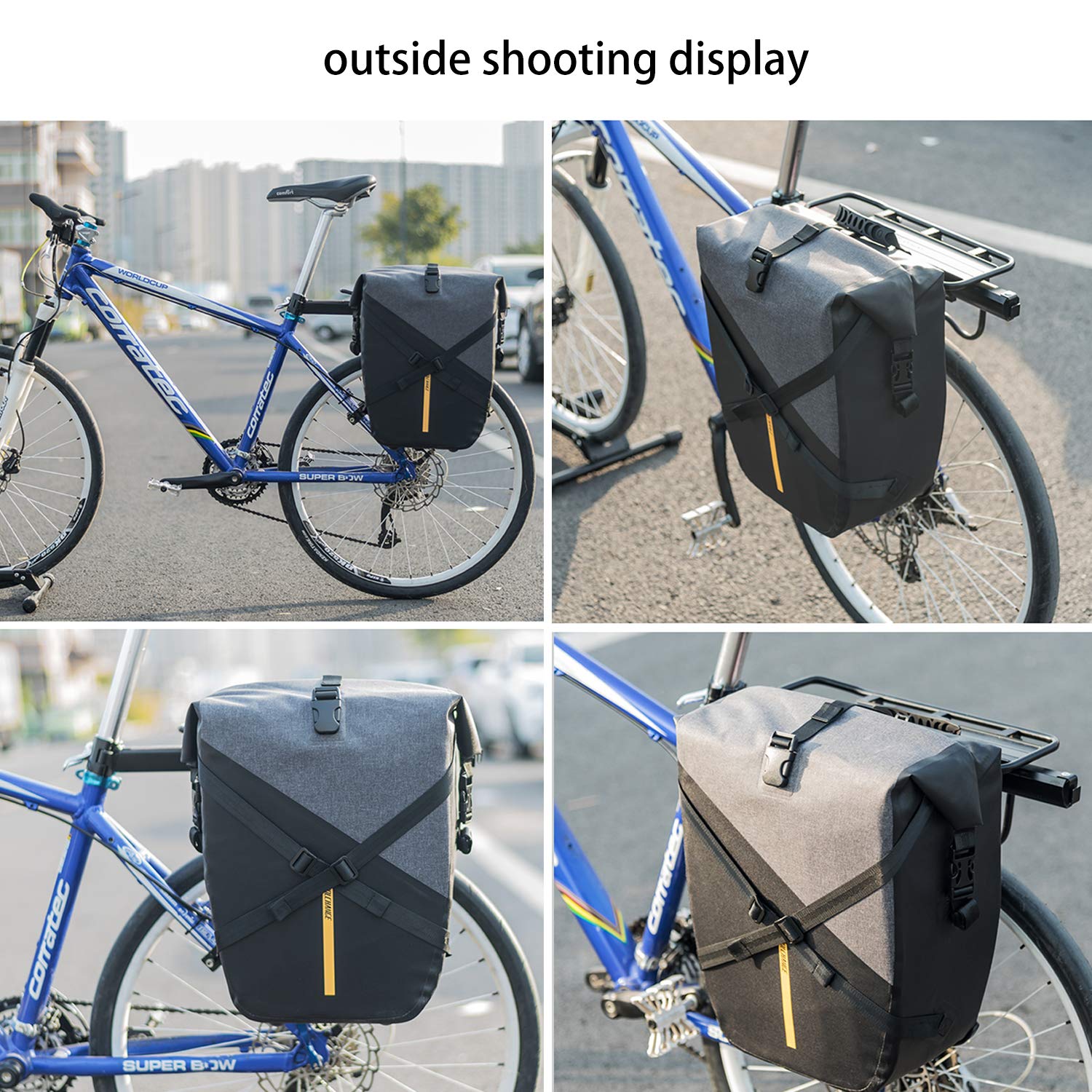 CoolChange 27L Waterproof Bicycle Panniers - Large Capacity Bike Rack Trunk Bag for Commuting, Touring & Outdoor Adventures