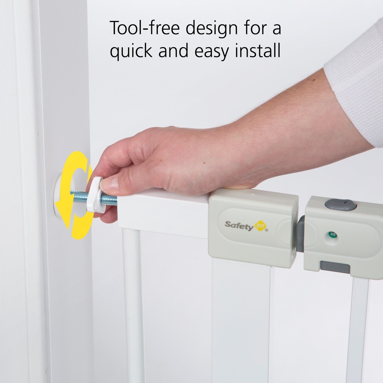 Safety 1st Easy Install Auto Close Baby Gate - Child Proof Stair & Door Barrier for Home Safety (White) - Perfect for Stairs, Hallways & Room Separation