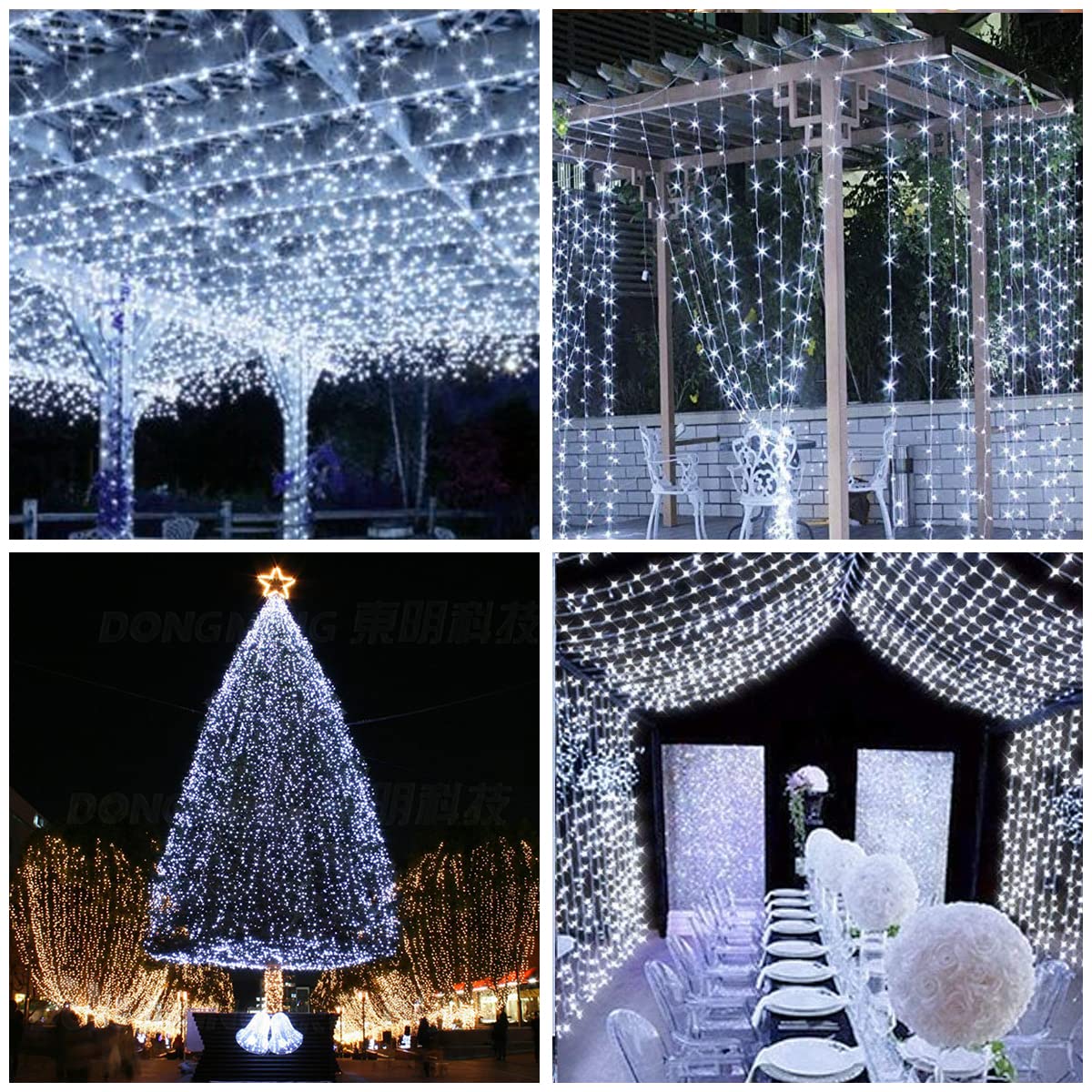 Vicloon 300 LED Fairy Curtain Lights - 9.8x9.8ft Waterproof String Lights with Remote, 8 Lighting Modes, USB/Battery Powered for Indoor & Outdoor Decor - Perfect for Bedroom, Wedding, Party, Garden, and Christmas Decorations