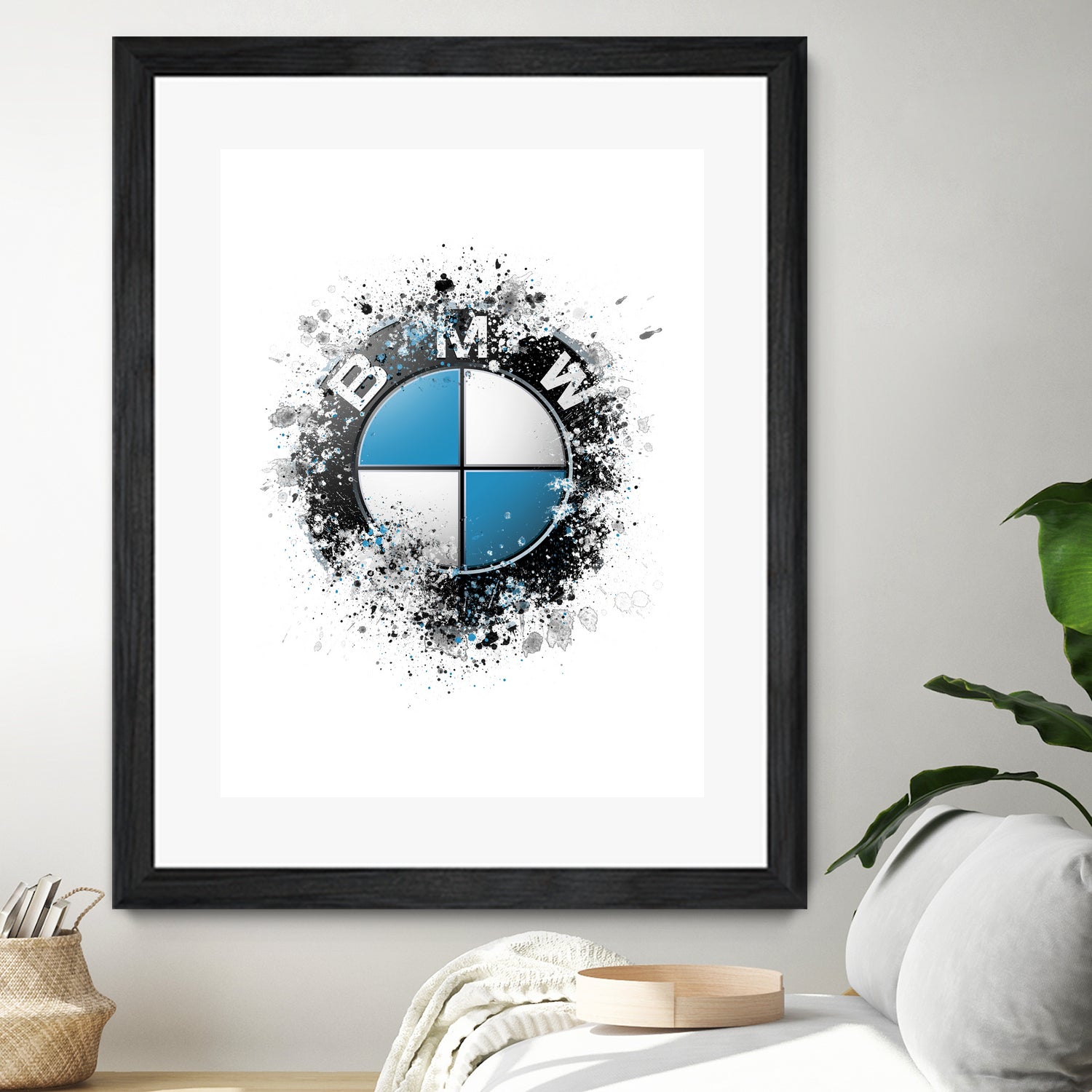 BMW Logo Splatter Painting Art - Unique Car Enthusiast Gift for Home, Office & Garage Decor - Perfect for Automotive Fans & BMW Lovers