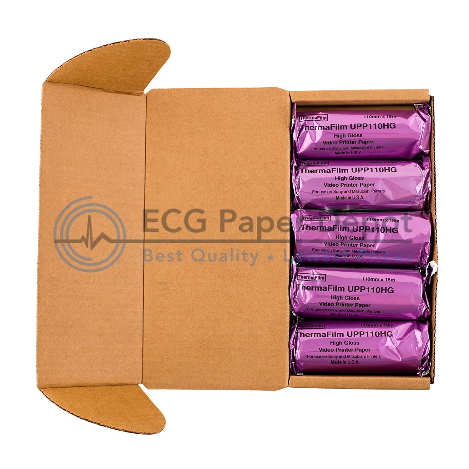 High Gloss Ultrasound Film UPP-110HG - Sony Compatible Thermal Paper Roll (110mm x 18m, 30 Rolls) | Ideal for Medical Imaging, ECG Printouts & Diagnostic Reports