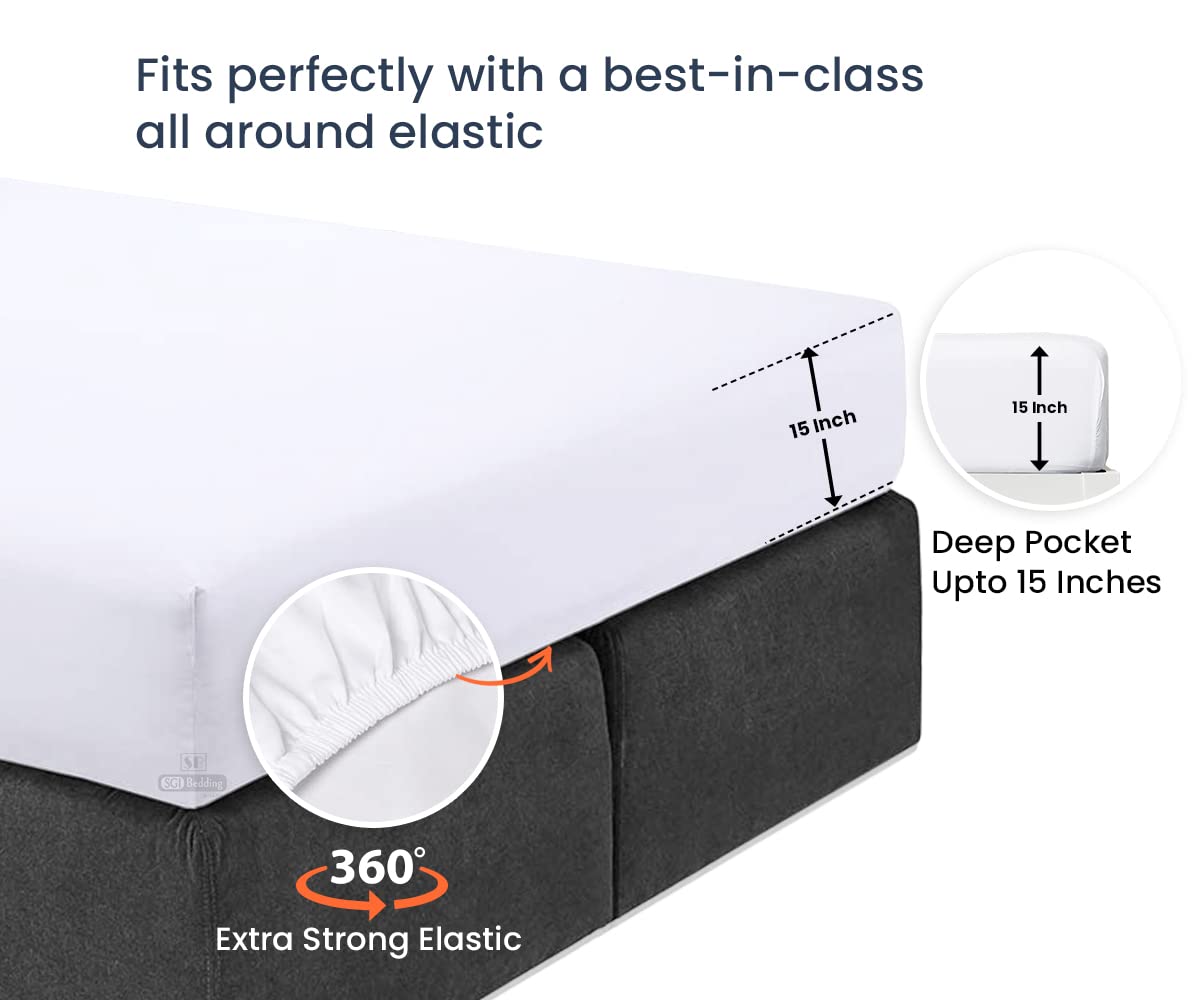 Premium 500 Thread Count 100% Egyptian Cotton Bed Sheet Set - Ultra Soft Luxury Hotel Quality 4-Piece (1 Fitted Sheet, 1 Flat Sheet, 2 Pillowcases) with 15