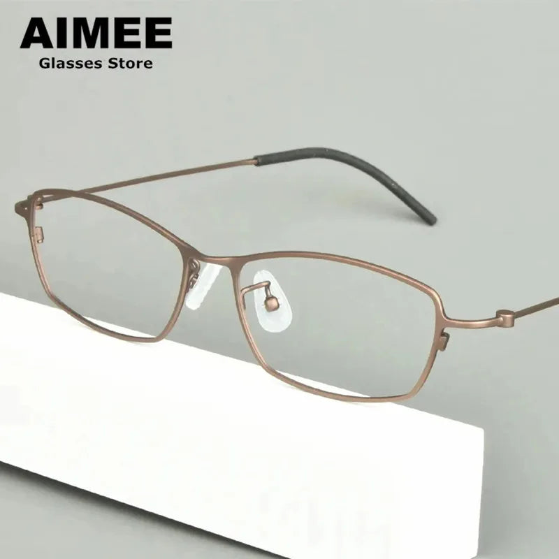 Stylish Unisex Full Rim Rectangle Titanium Eyeglasses Frame 14509 - Lightweight & Durable for Work, Reading & Everyday Wear