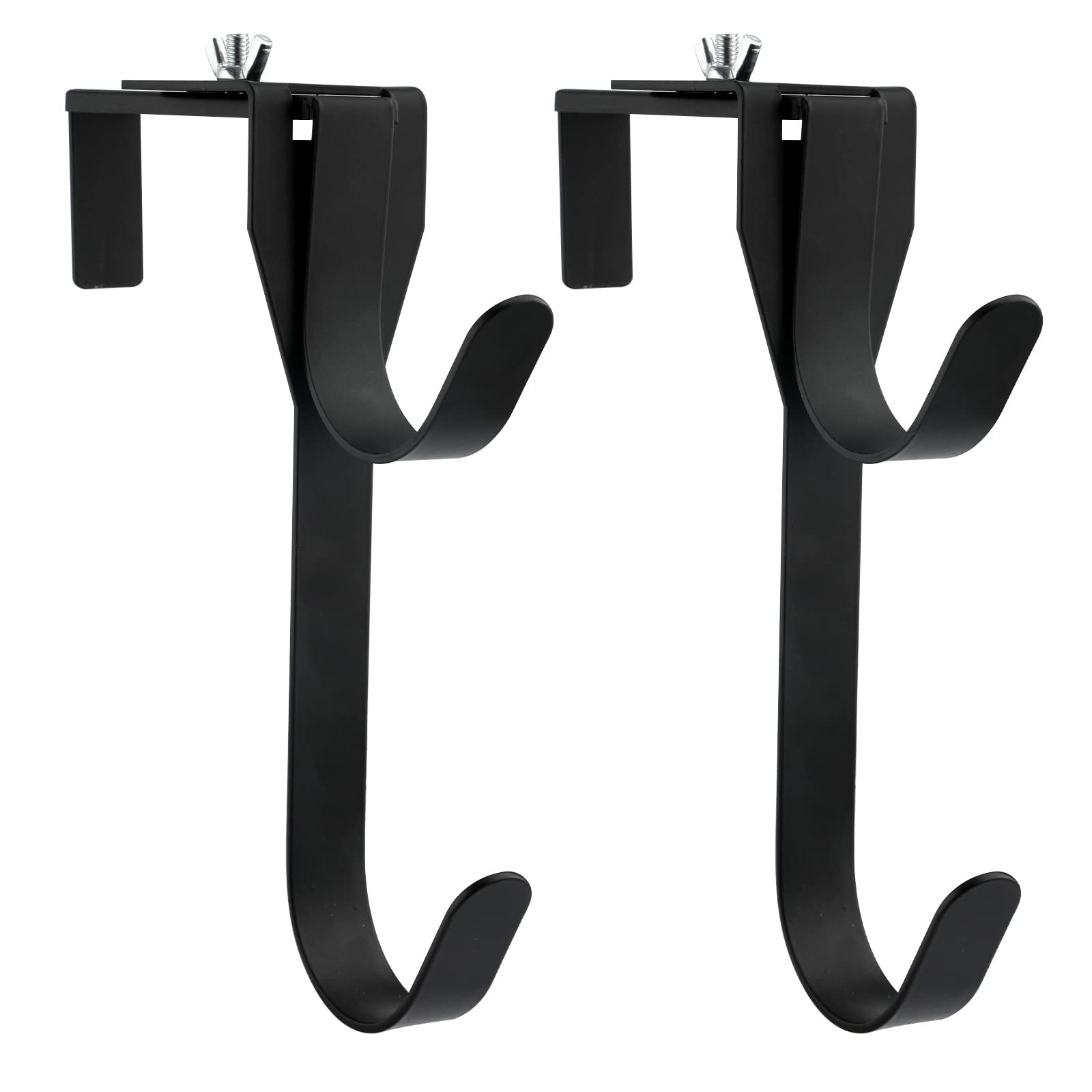 AIEX 2-Pack Adjustable Pool Pole Hooks - Heavy Duty Rustproof Metal Hanging Hooks for Pool Fence & Wall Mounting | Perfect for Inground & Above Ground Pools (Black) - Ideal for Pool Maintenance, Safety Fencing & Backyard Organization