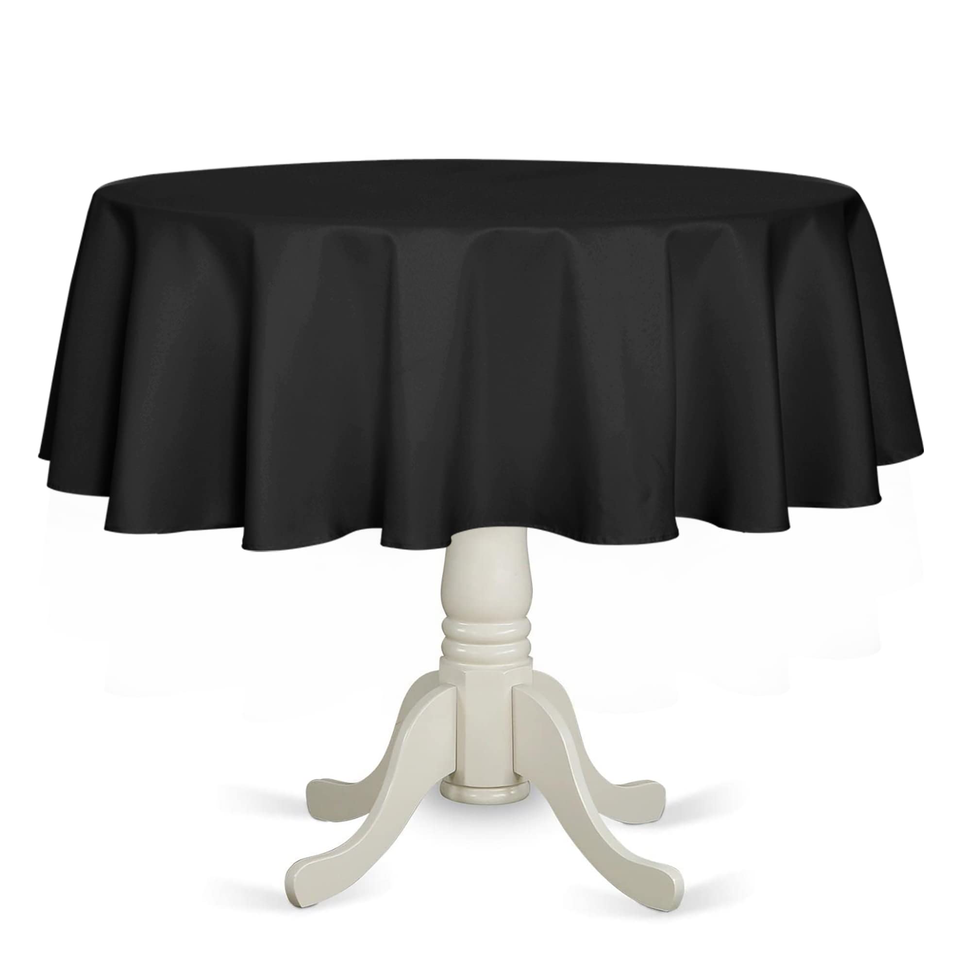 Fitable 60 Inch Round Black Tablecloth - Stain & Wrinkle Resistant Washable Polyester Table Cover for Dining, Buffet Parties, Camping - Perfect for Indoor & Outdoor Events, Family Gatherings, and Restaurant Use