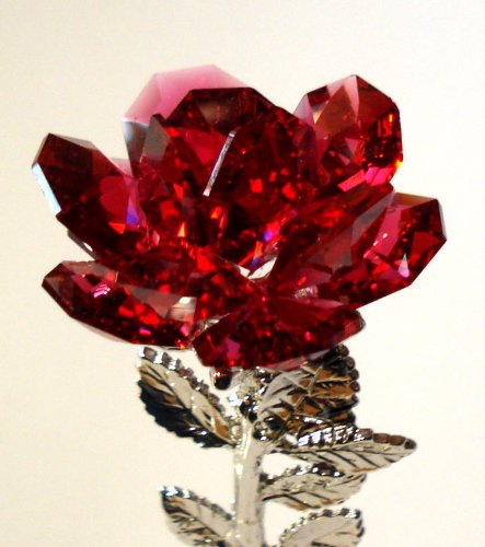 Exquisite Red Crystal Rose - Handcrafted with Genuine Crystals for Romantic Gifts, Wedding Decor, and Anniversary Celebrations