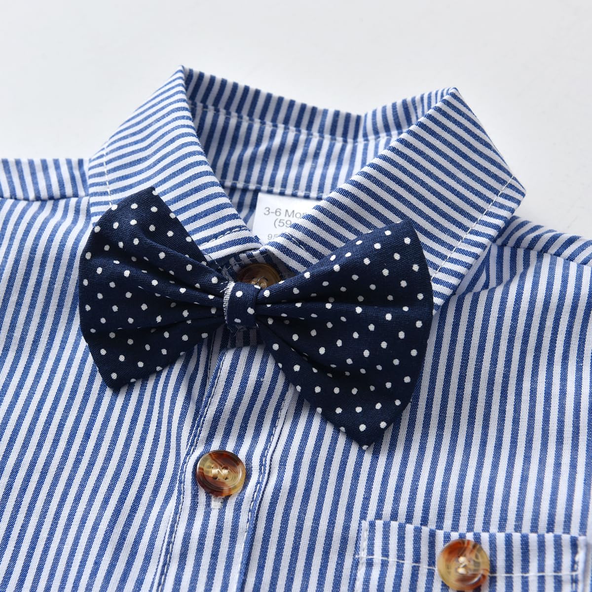 Baby Boys Gentleman Shorts Sets - Stylish Infant Outfits with Shirt, Shorts, Bow Tie & Suspenders for 9-12 Months | Perfect for Special Occasions, Photo Shoots & Family Gatherings