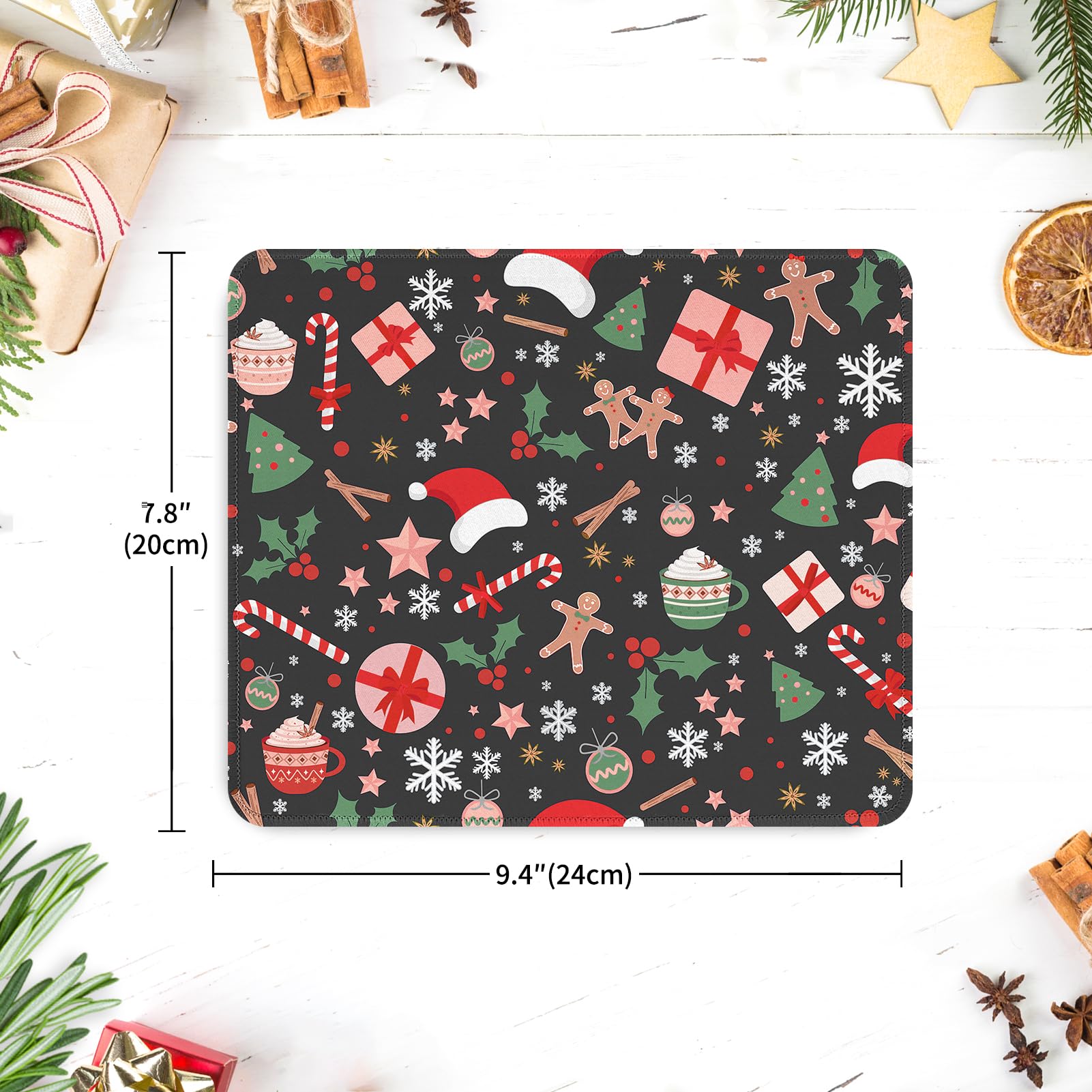 Aesthetic Cute Christmas Mouse Pad - Non-Slip Rubber Base, Waterproof Desk Mat for Wireless Mouse | Holiday Office & Home Decor, Perfect for Christmas Gifts & Computer Workstations