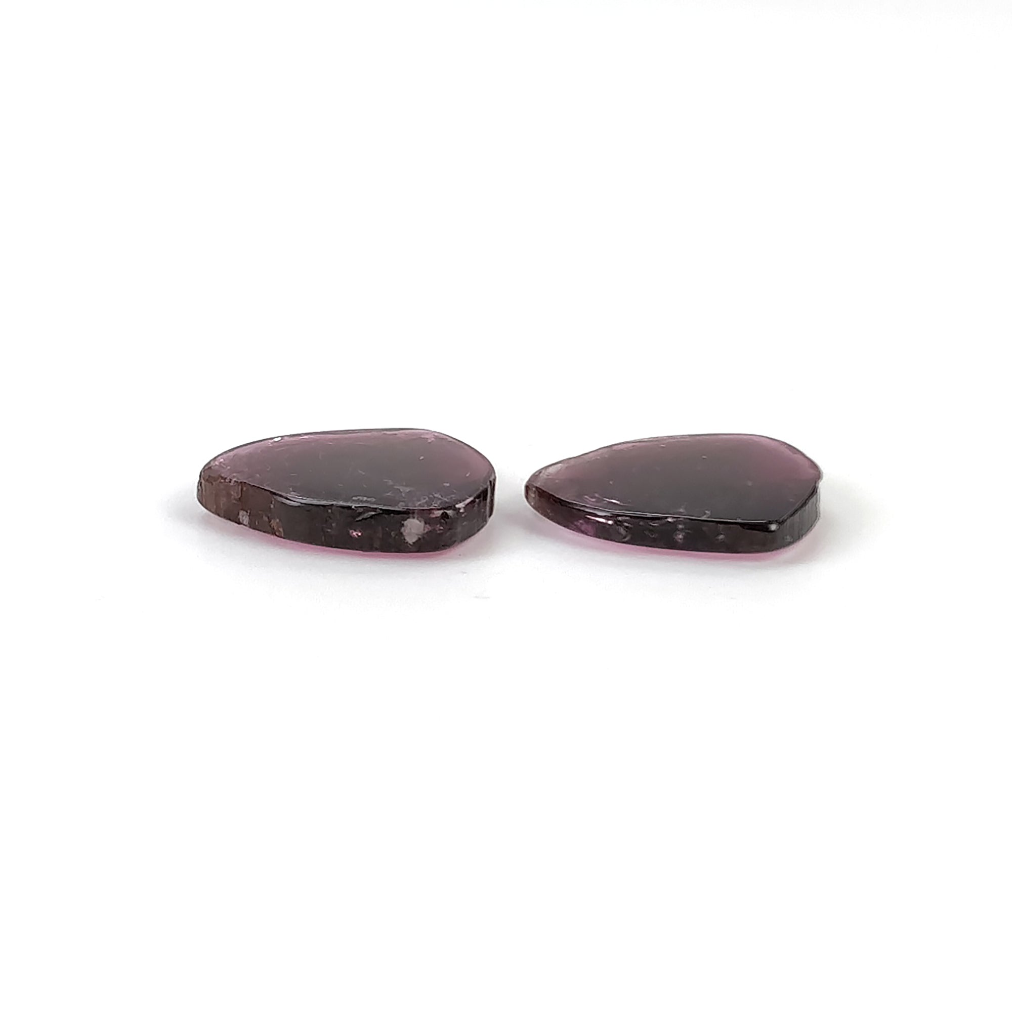 Natural Untreated Bi-Color Tourmaline Gemstone Slices - 13.00cts Pink & Green Uneven Shape 14.5x15.5mm Pair for Jewelry Making, Wire Wrapping & Crystal Healing | Handmade Earrings, Pendants & Boho DIY Crafts