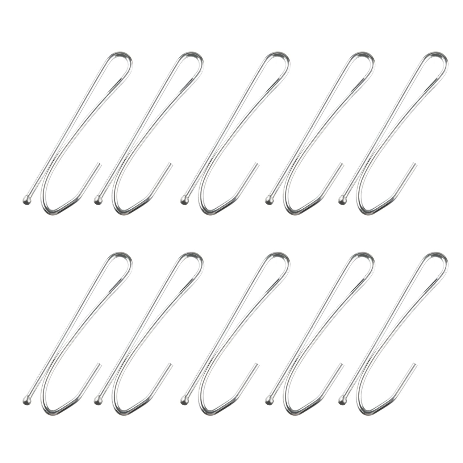 Premium Metal Curtain Hooks - 10PCS Silver Drapery Hooks (63x20mm) for Window, Door & Shower Curtains - Durable Hanging Solution for Home Decor & Room Dividers