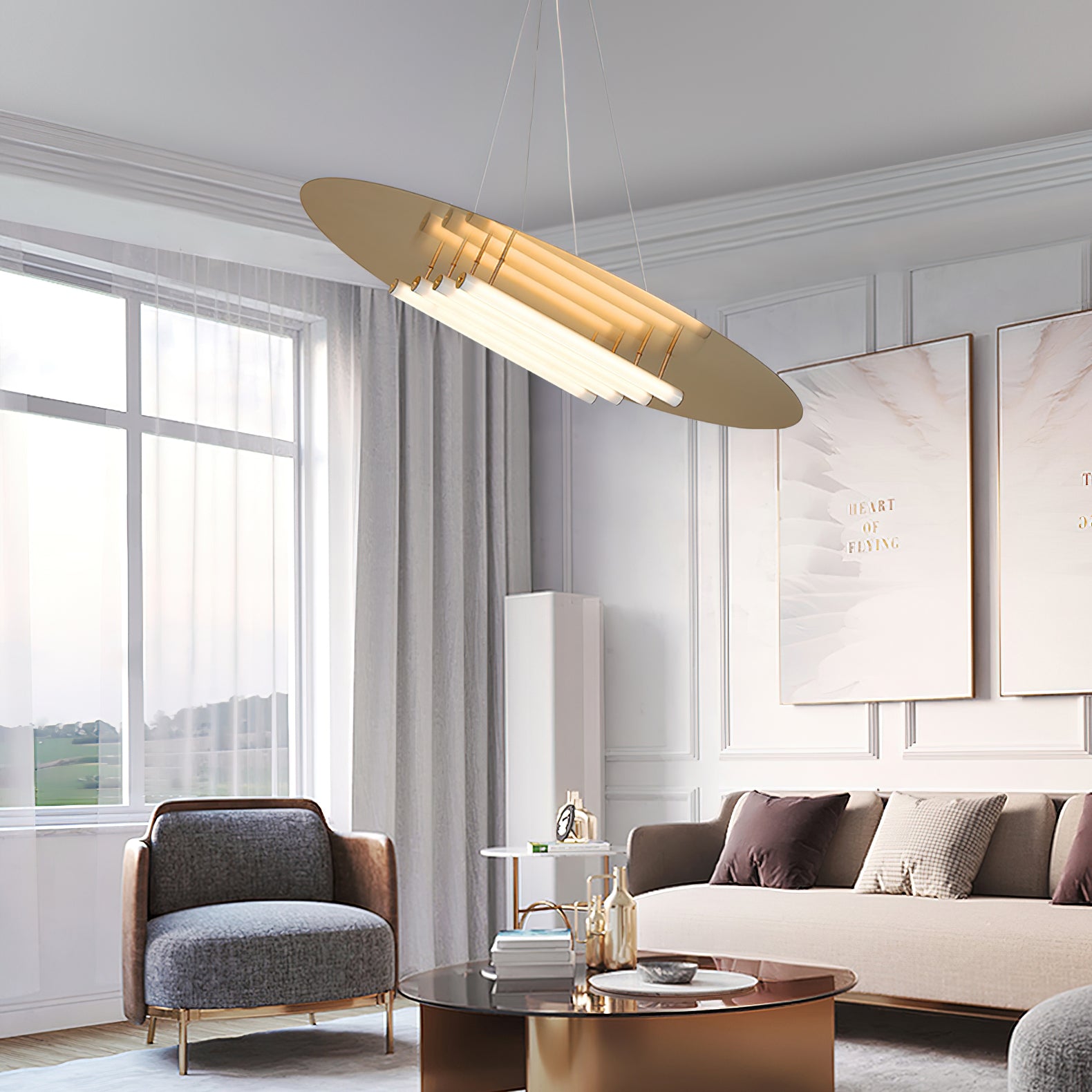 Modern Big Disc Pendant Lamp - Stylish Ceiling Light Fixture for Dining Room, Kitchen Island & Living Room Decor