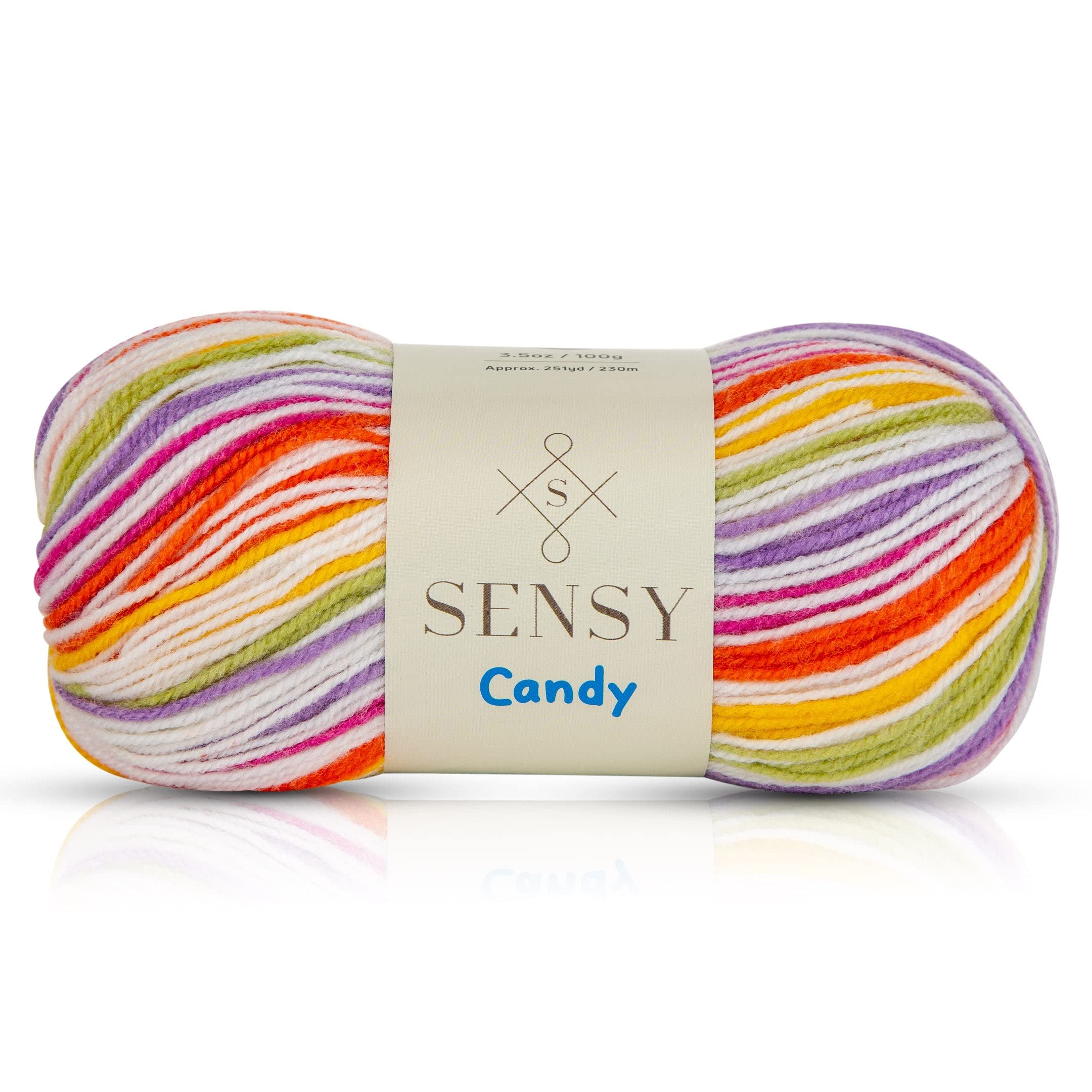 Sensy Candy Yarn - 3.5 oz, 251 Yards Multicolor Crochet & Knitting Yarn - Light Weight Gauge 3 Craft Yarn (5432) - Perfect for Scarves, Hats & DIY Projects