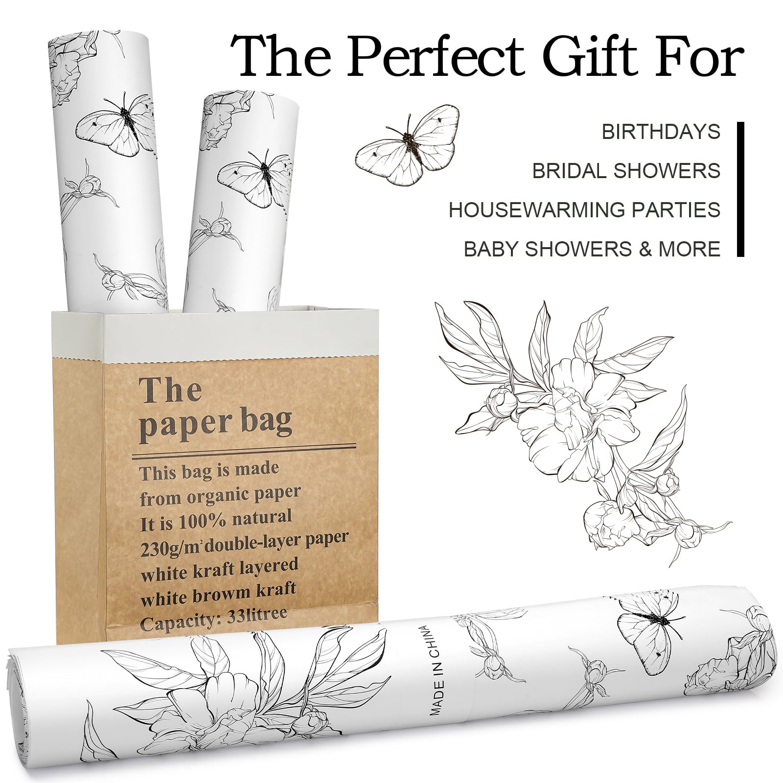 Geosar 10-Pack Scented Drawer Liners for Dresser, Shelf & Closet - Non-Adhesive Fragrant Liner Paper with Linen & Butterfly Scent | Perfect for Organizing Bedroom, Bathroom & Nursery Drawers