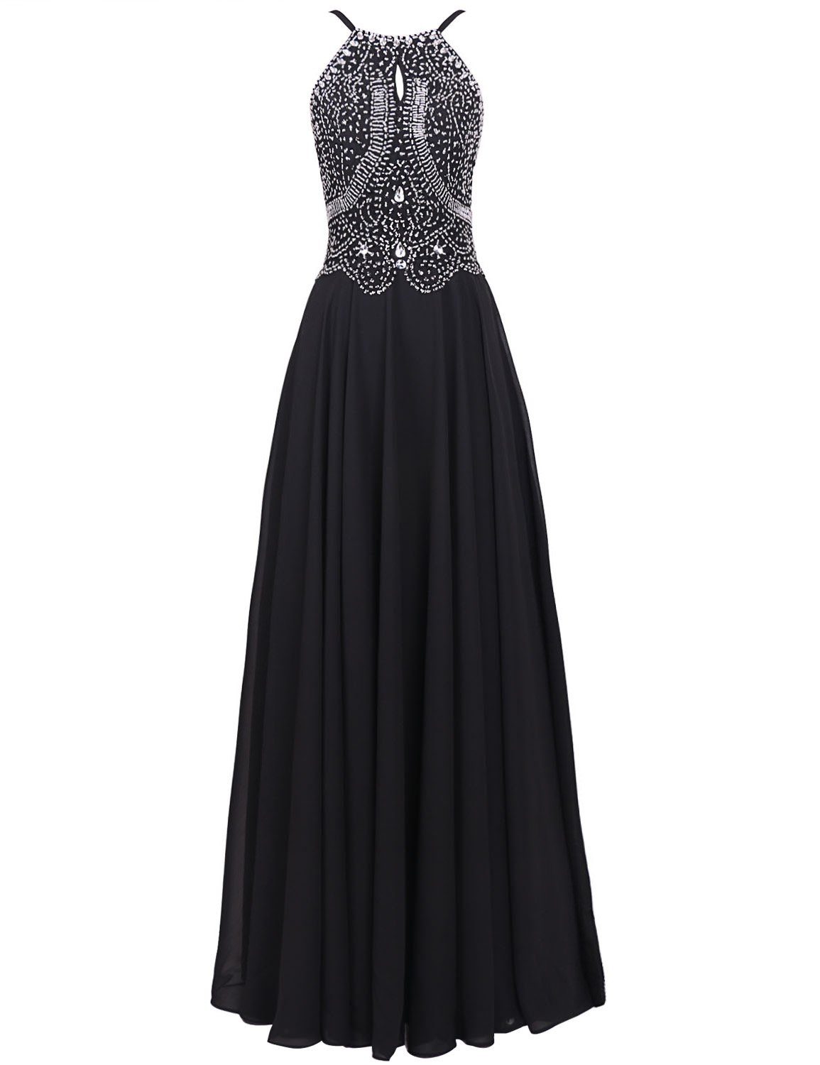 Elegant Beaded Chiffon Prom Dress with Straps - BD100 Long Evening Gown for Formal Events, Homecoming & Special Occasions