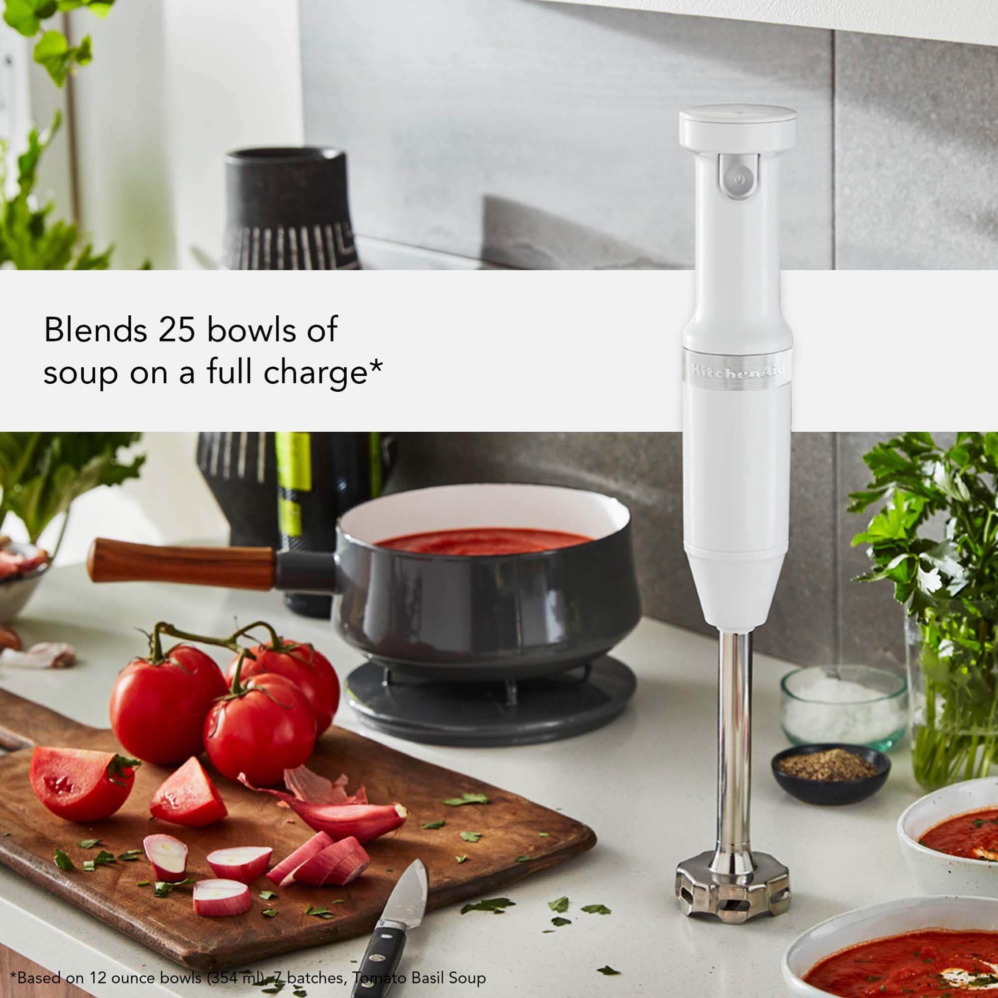KitchenAid KHBBV53 White Cordless Variable Speed Hand Blender - Powerful Immersion Blender for Smoothies, Soups & Baking - Perfect for Home Kitchen & Professional Use