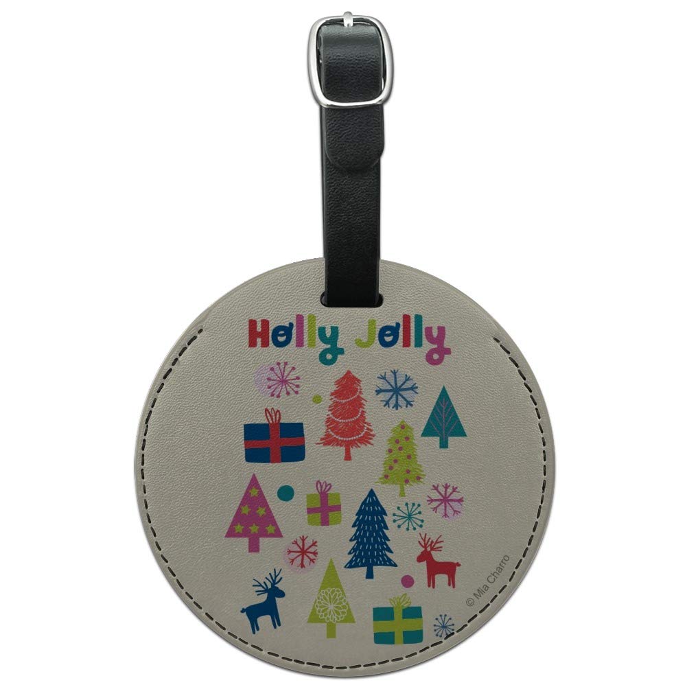 Round Leather Luggage Tag for Christmas - Personalized Carry-On ID Tag for Suitcases, Bags & Travel Accessories | Perfect Holiday Gift for Travelers