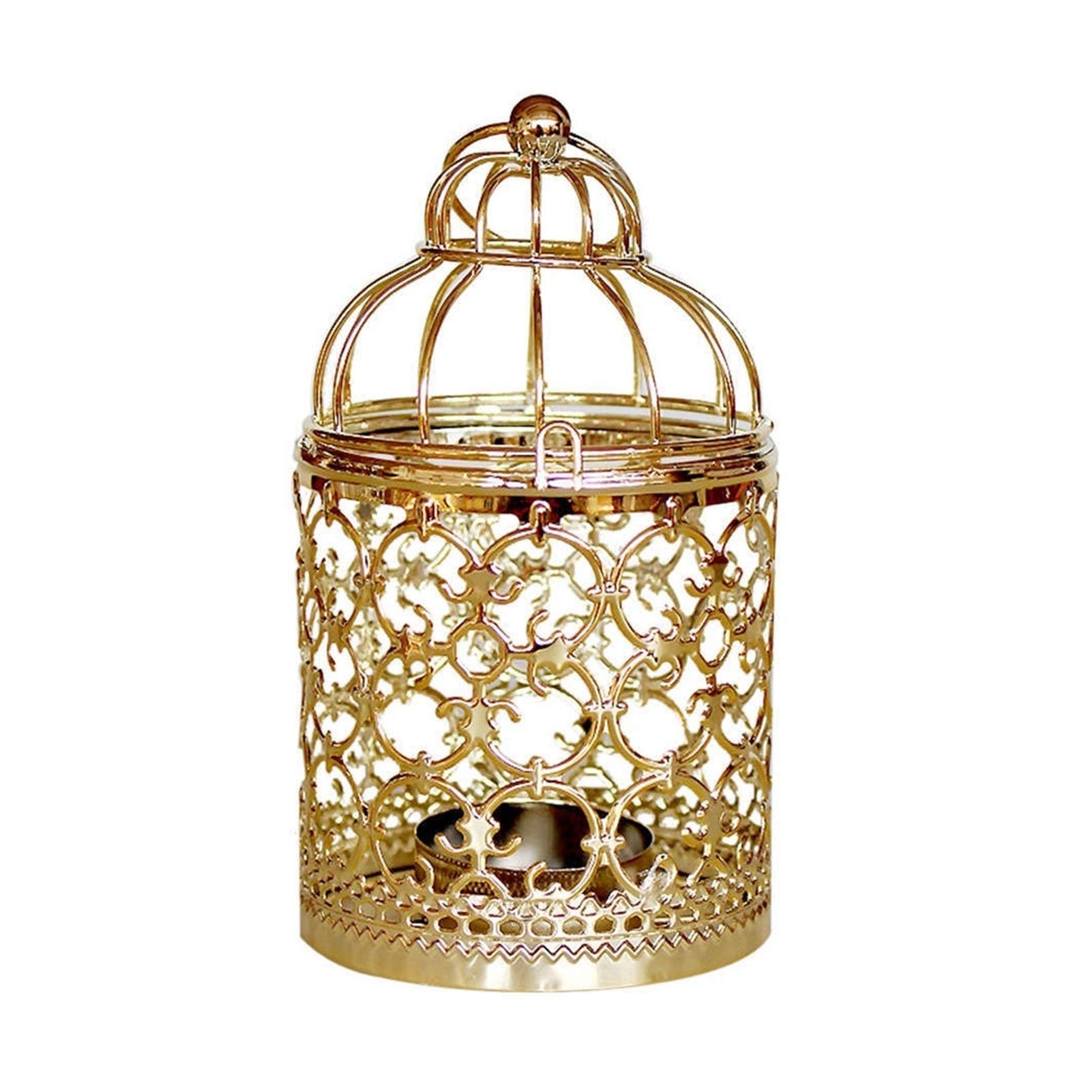 Elegant Rose Gold & Silver Hanging Birdcage Tea Light Candle Holder - Vintage Lantern for Wedding Decor, Garden Parties & Romantic Ambiance