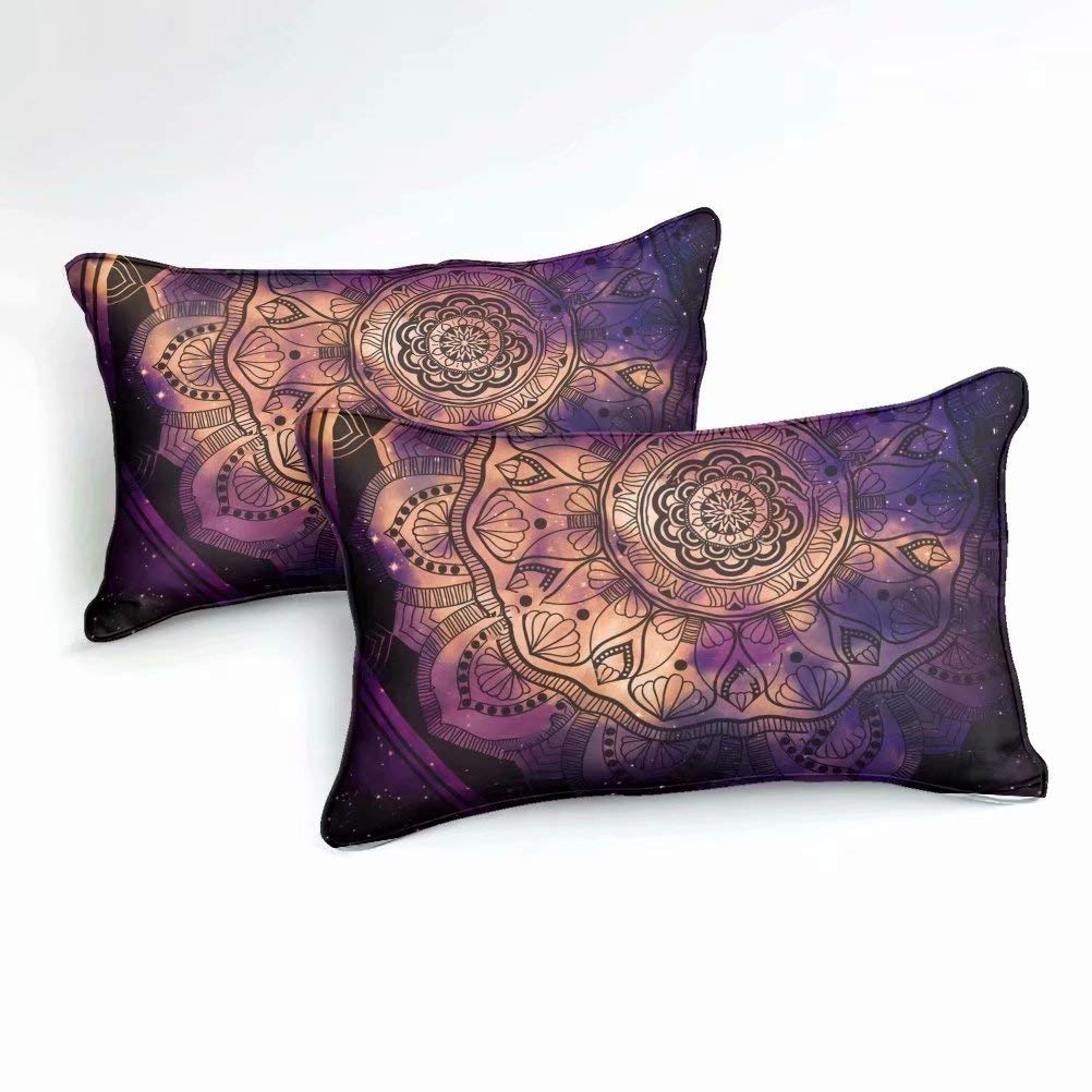 Bohemian Comforter Set - Purple Boho Chic Mandala Hippie Indian Galaxy Medallion Ethnic Floral Printed Bedding | Super Soft Microfiber Quilt Set with Pillowcase (Full, 3pc) | Perfect for Bohemian Bedroom Decor, Guest Room & Dorm Room Styling