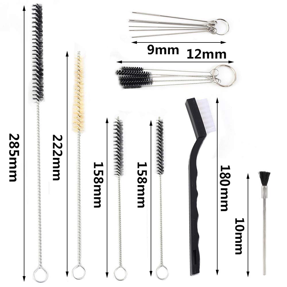 QISF 31Pcs Airbrush Cleaning Kit with Nylon Brushes, Mini Brushes & Needles - Metal Tube Cleaning Brush + 10Pcs Spray Gun Filters for Airbrush, Nozzles, Tattoo Guns & Painting Equipment - Perfect for Artists, Hobbyists & DIY Projects